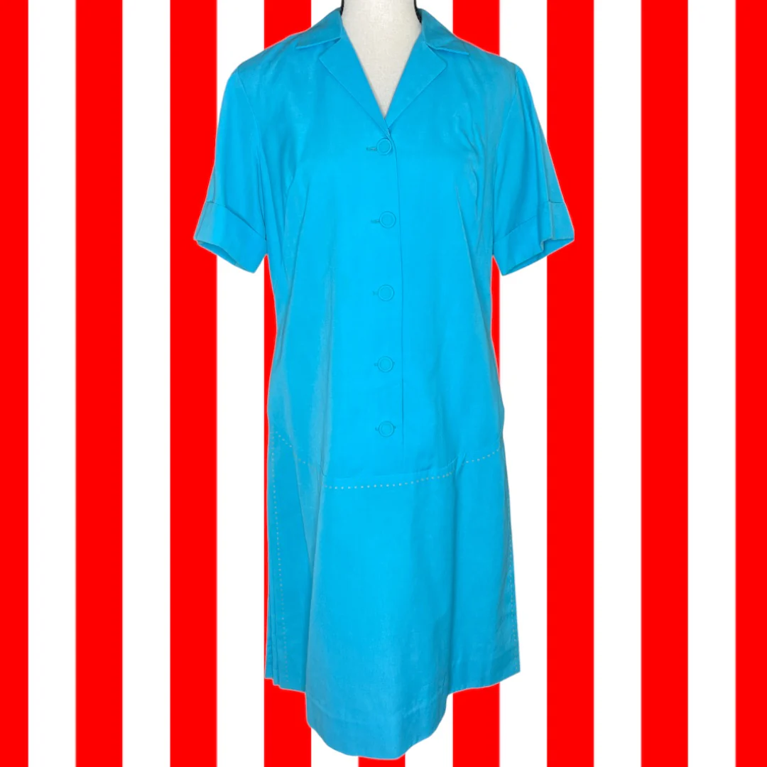 60s Turquoise Patchwork Clown Applique Shift Dress By Mr Dubby - Image 5