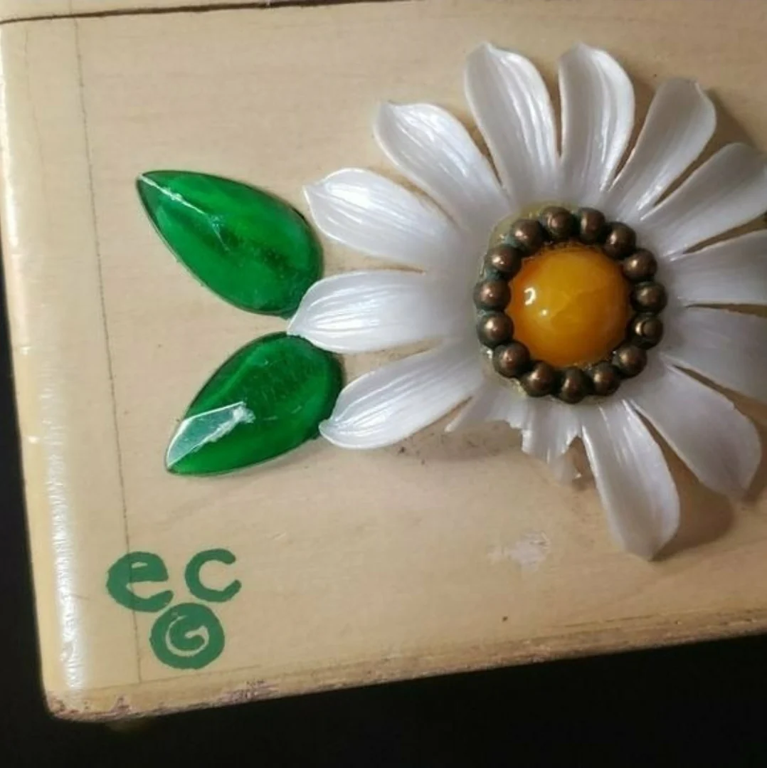 60s Upsa Daisy Wood Box Handbag By Enid Collins - Image 14