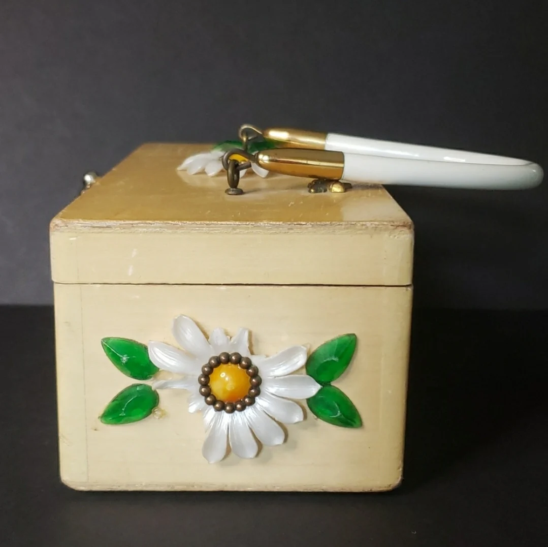 60s Upsa Daisy Wood Box Handbag By Enid Collins - Image 3