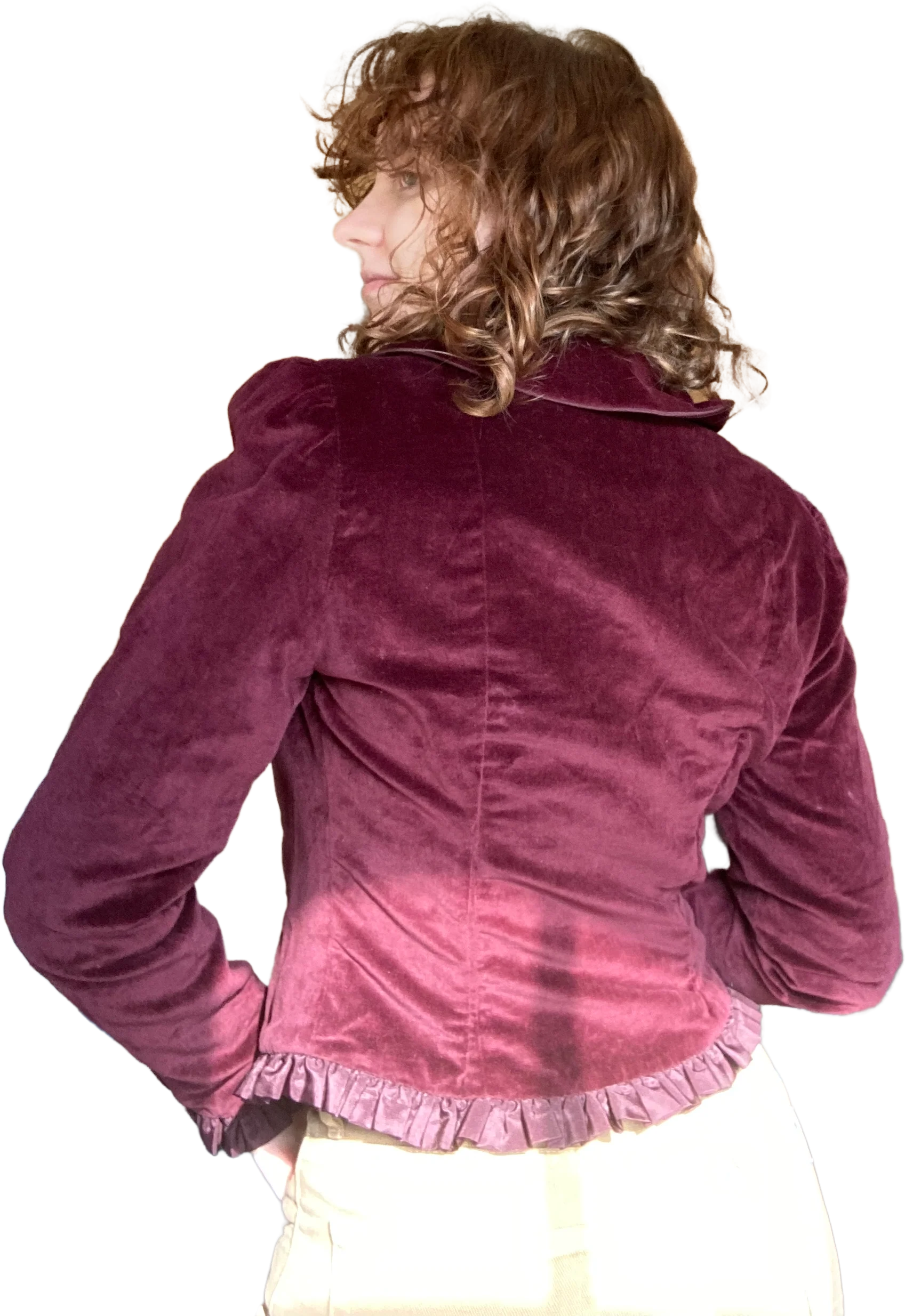 60s Velvet Burgundy Button Front Blazer By Mg Sportswear - Image 2