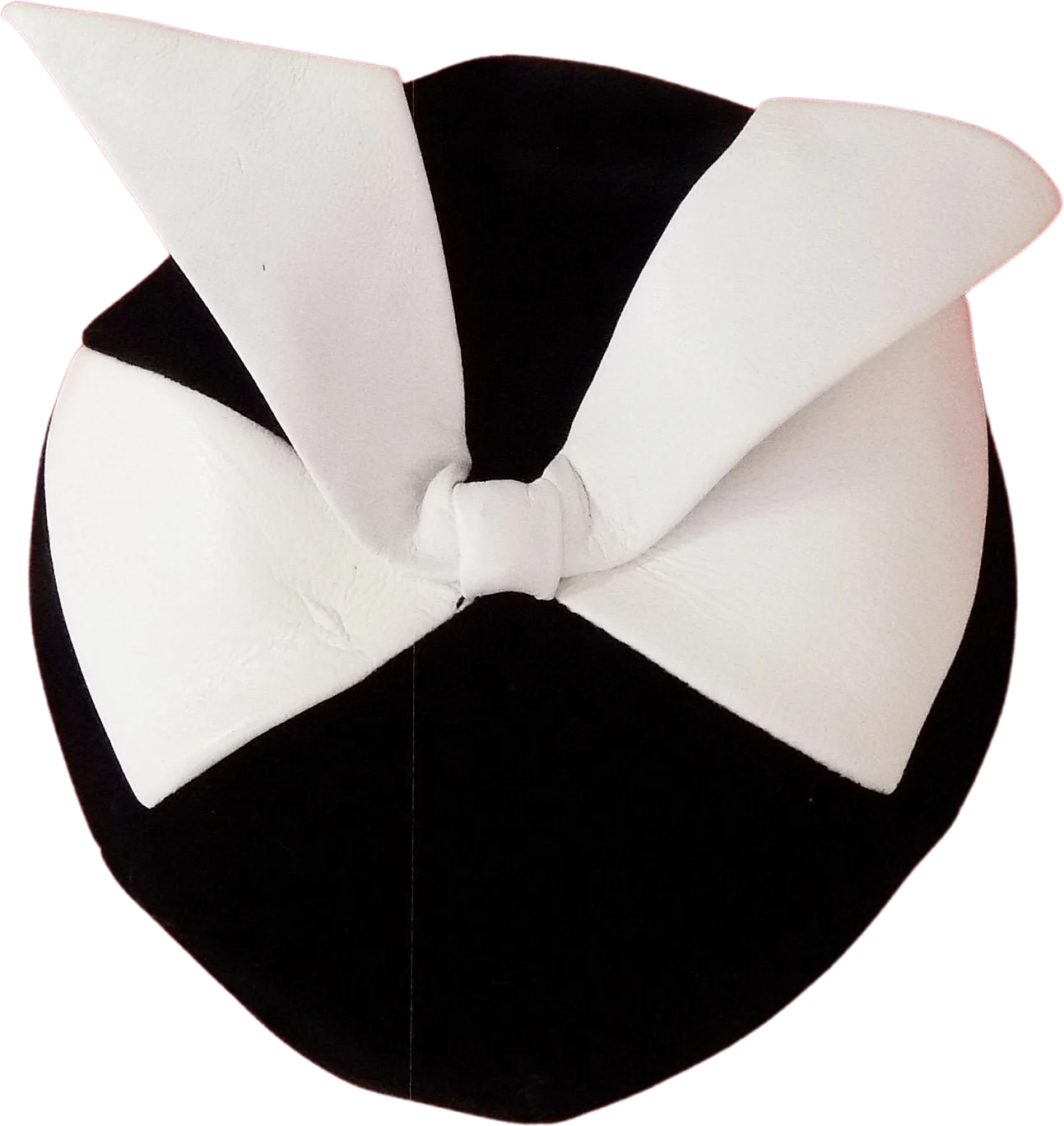 60s Velvet Hat with White Leather Wings Bow Designer Couture Mod Mondrian by Yves St Laurent