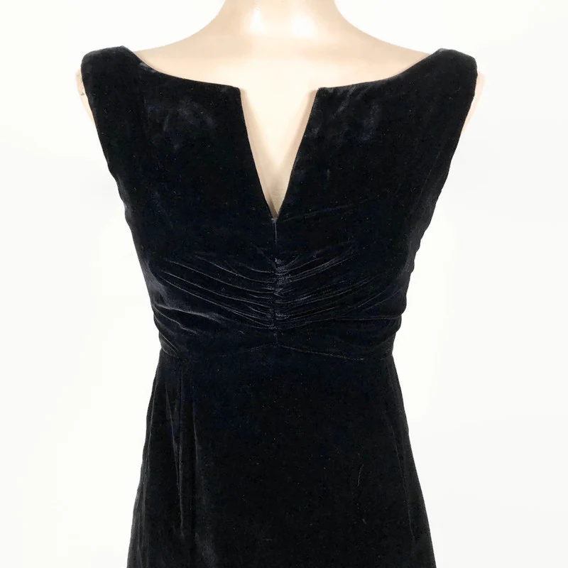 60s Velvet Space Age Micro Mini Dress Batteau Neckline - Image 4