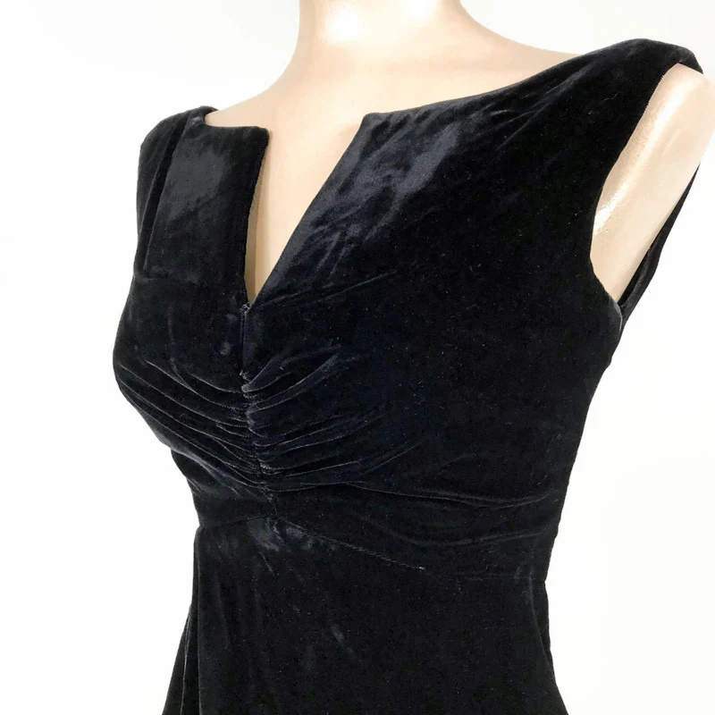 60s Velvet Space Age Micro Mini Dress Batteau Neckline - Image 6