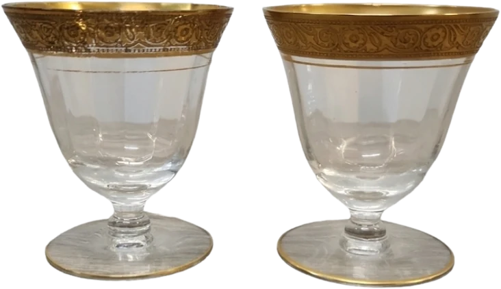 60s Vintage 2 Tiffin Gold Rim Rambling Rose Glasses By Tiffin - Image 2