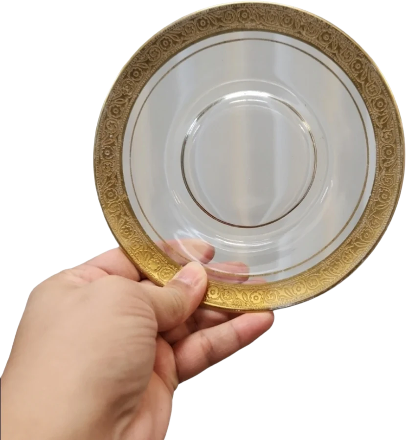 60s Vintage 2 Tiffin Gold Rim Rambling Rose Plates By Tiffin