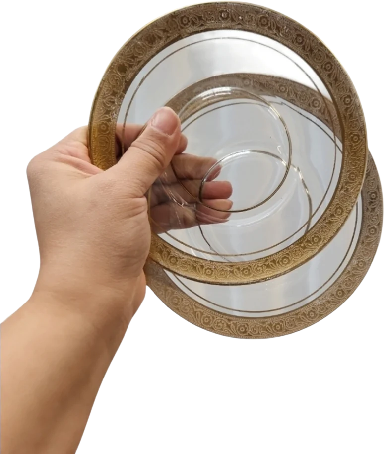 60s Vintage 2 Tiffin Gold Rim Rambling Rose Plates By Tiffin - Image 2