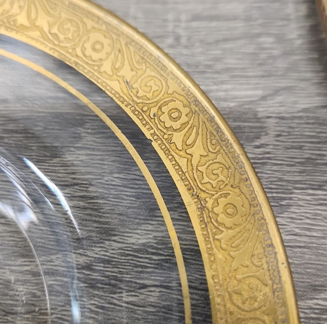60s Vintage 2 Tiffin Gold Rim Rambling Rose Plates By Tiffin - Image 5