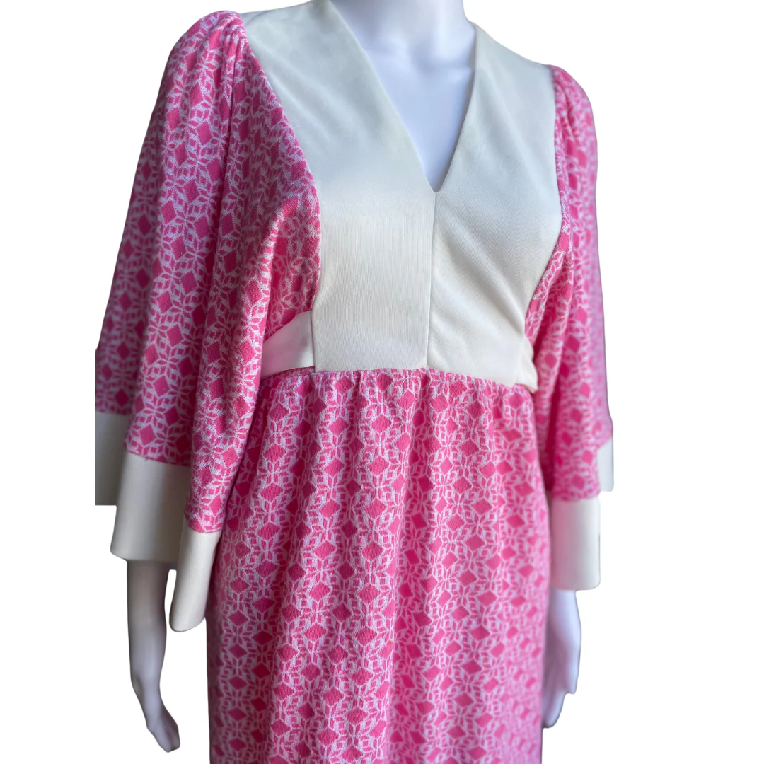 60s Vintage 60s Pink And White Dress - Image 4
