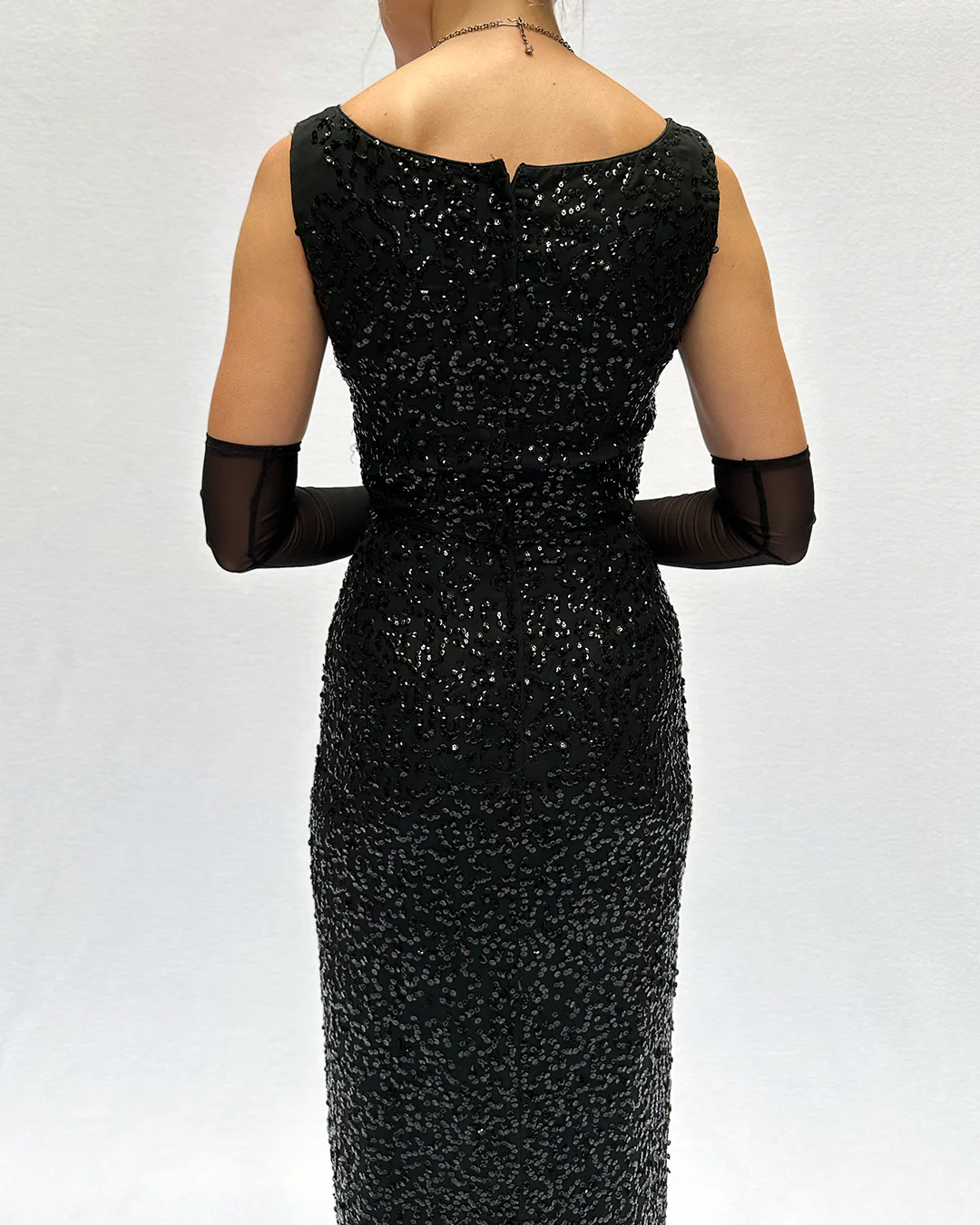 60s Vintage 60s Sequin Wiggle Dress Evening Gown - Image 6