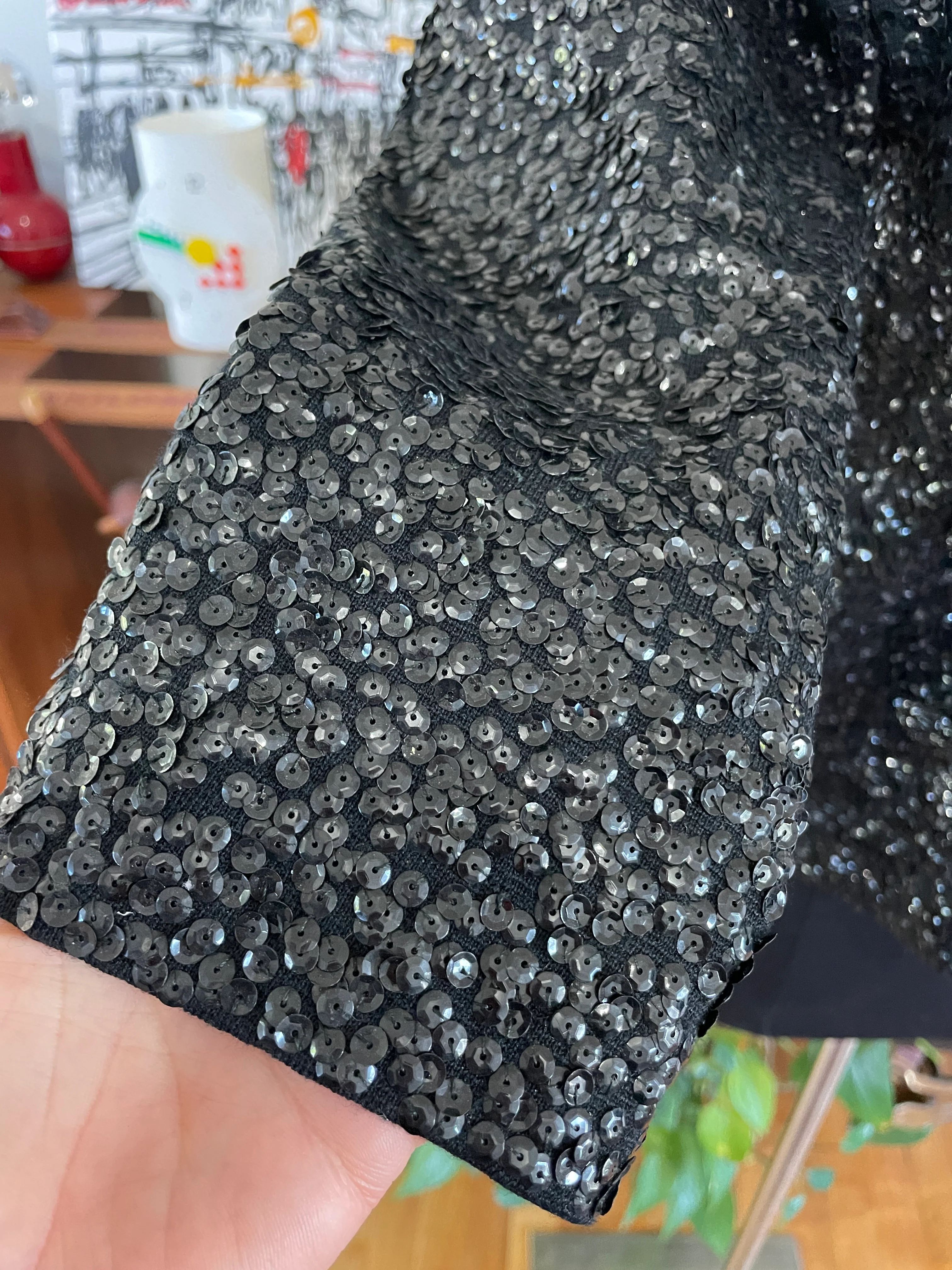 60s Vintage 60s Sequined Jacket 60s Black Palette By Baneff Ltd - Image 3
