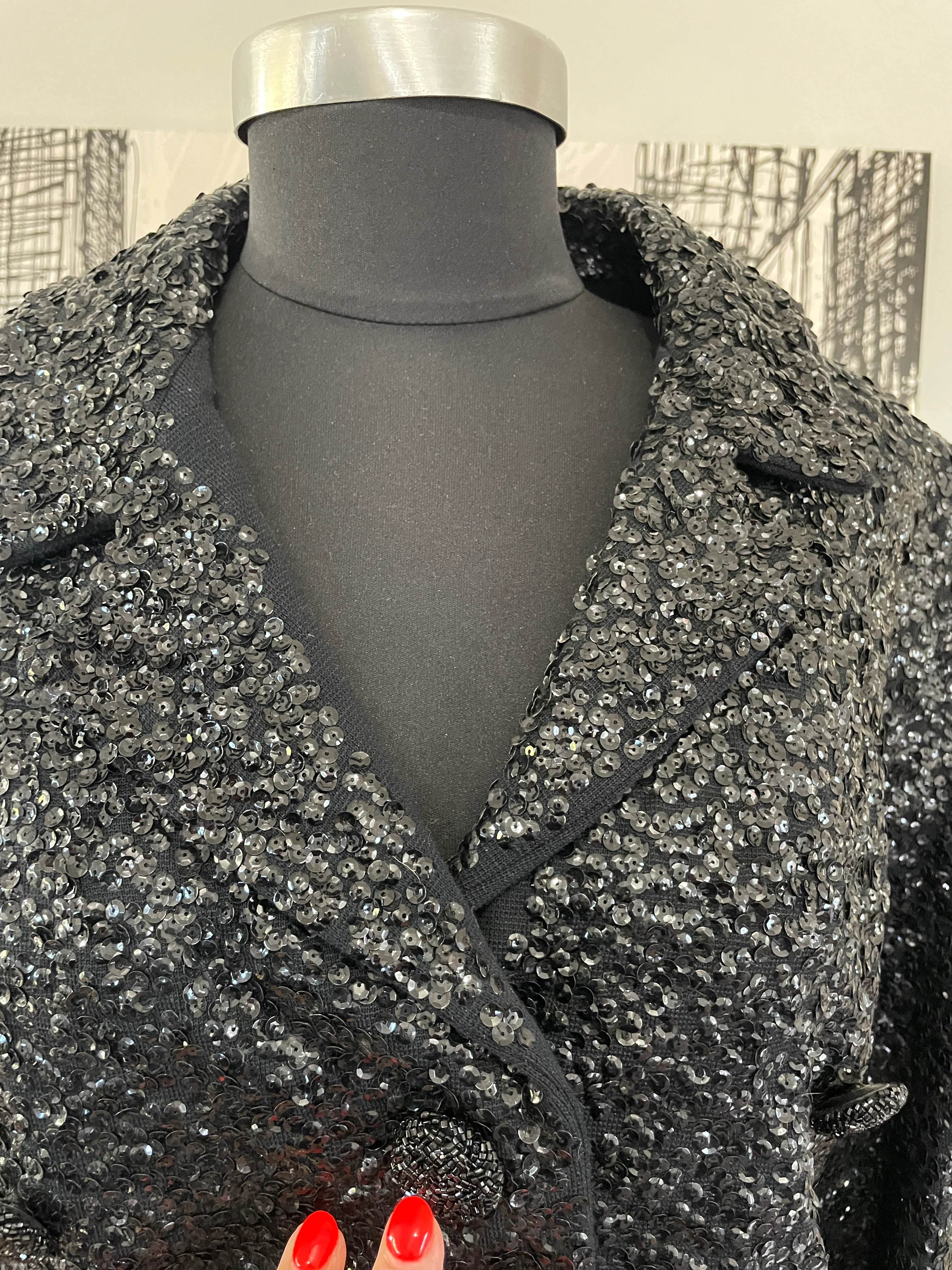 60s Vintage 60s Sequined Jacket 60s Black Palette By Baneff Ltd - Image 5