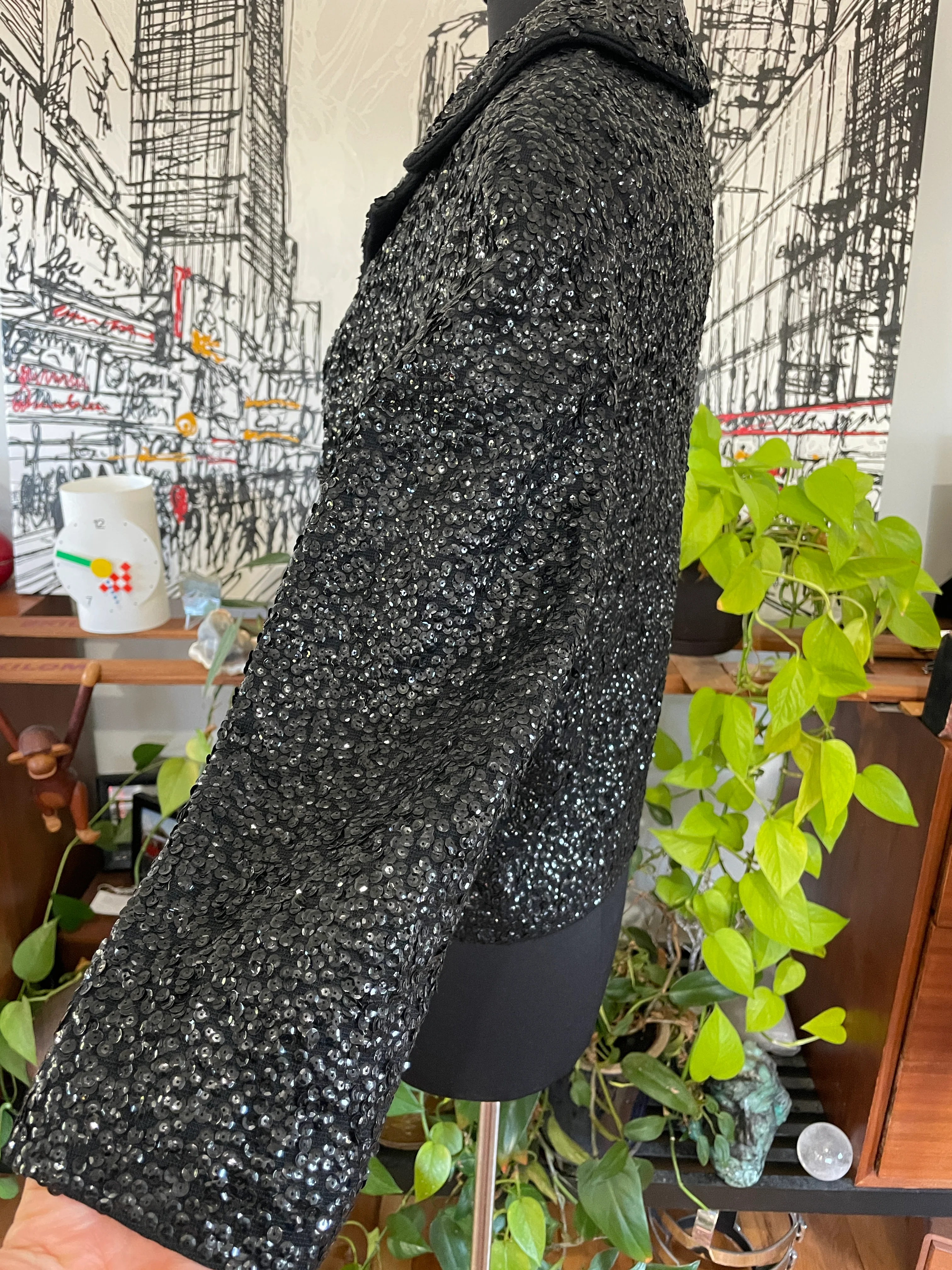 60s Vintage 60s Sequined Jacket 60s Black Palette By Baneff Ltd - Image 7