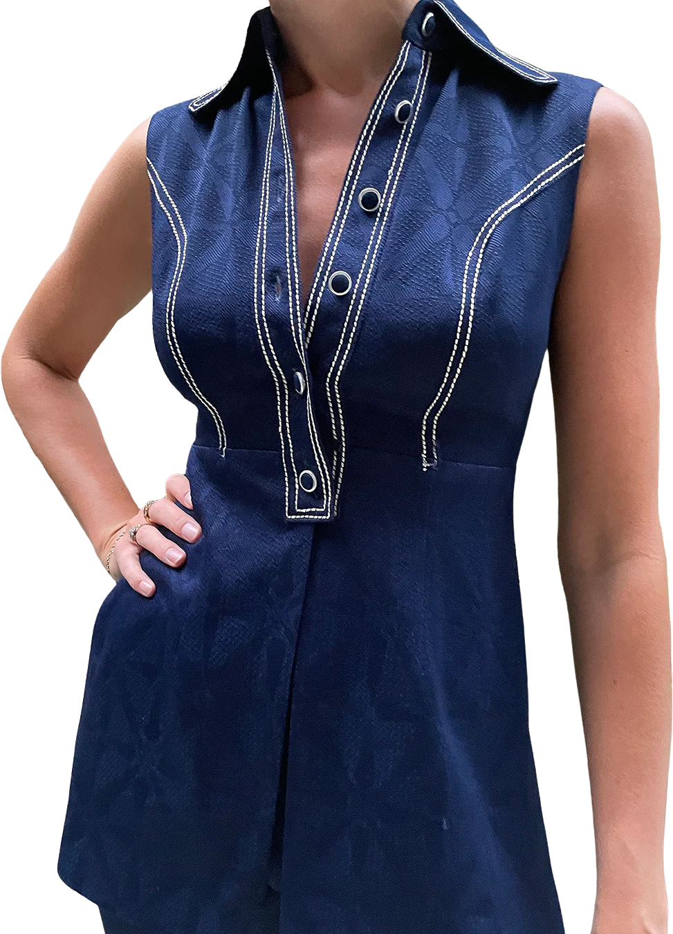 60s Vintage 60s Tunic Pants Set | Xs-s - Image 2