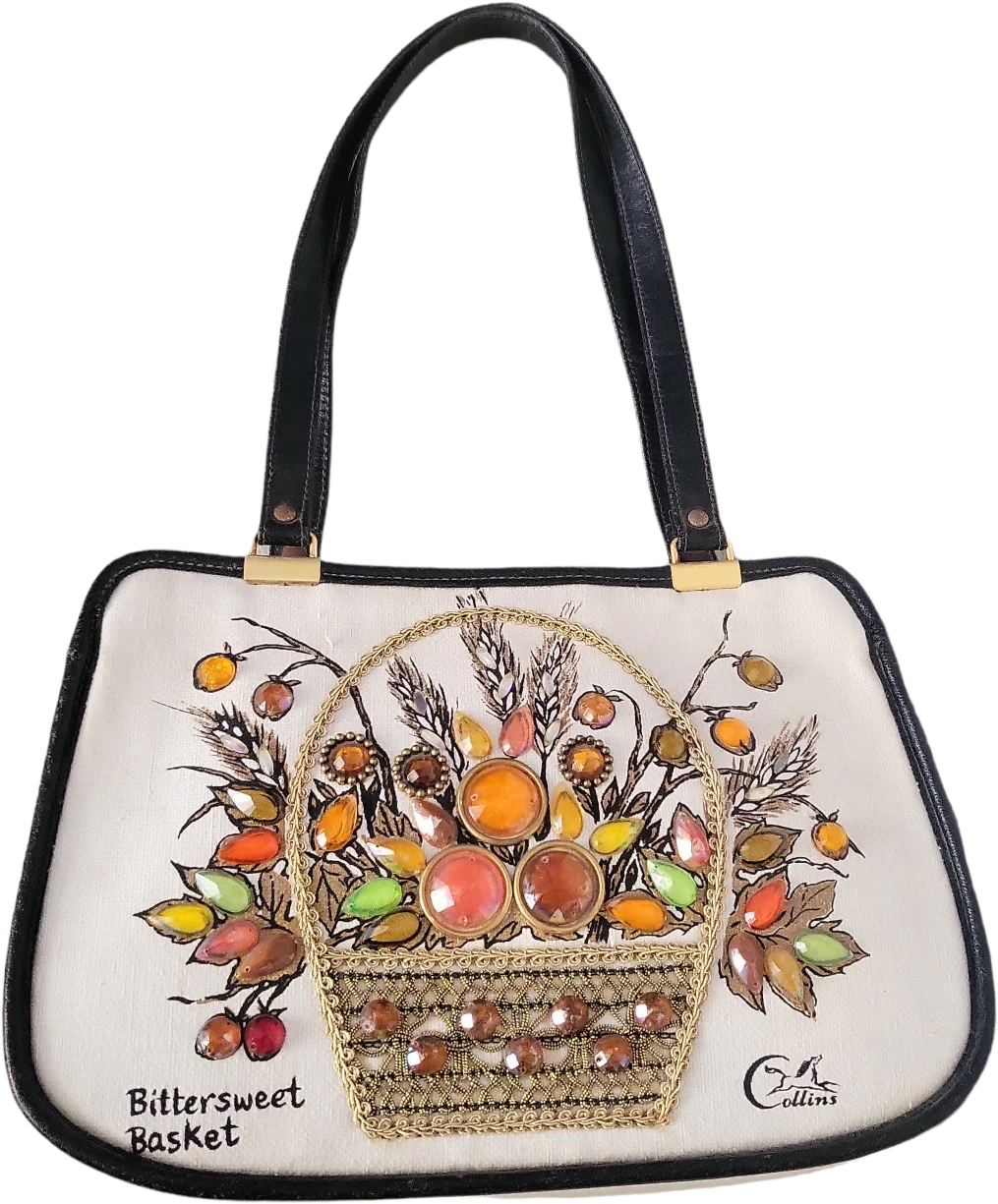 60s Vintage Bittersweet Basket Top Handle Bag By Enid Collins