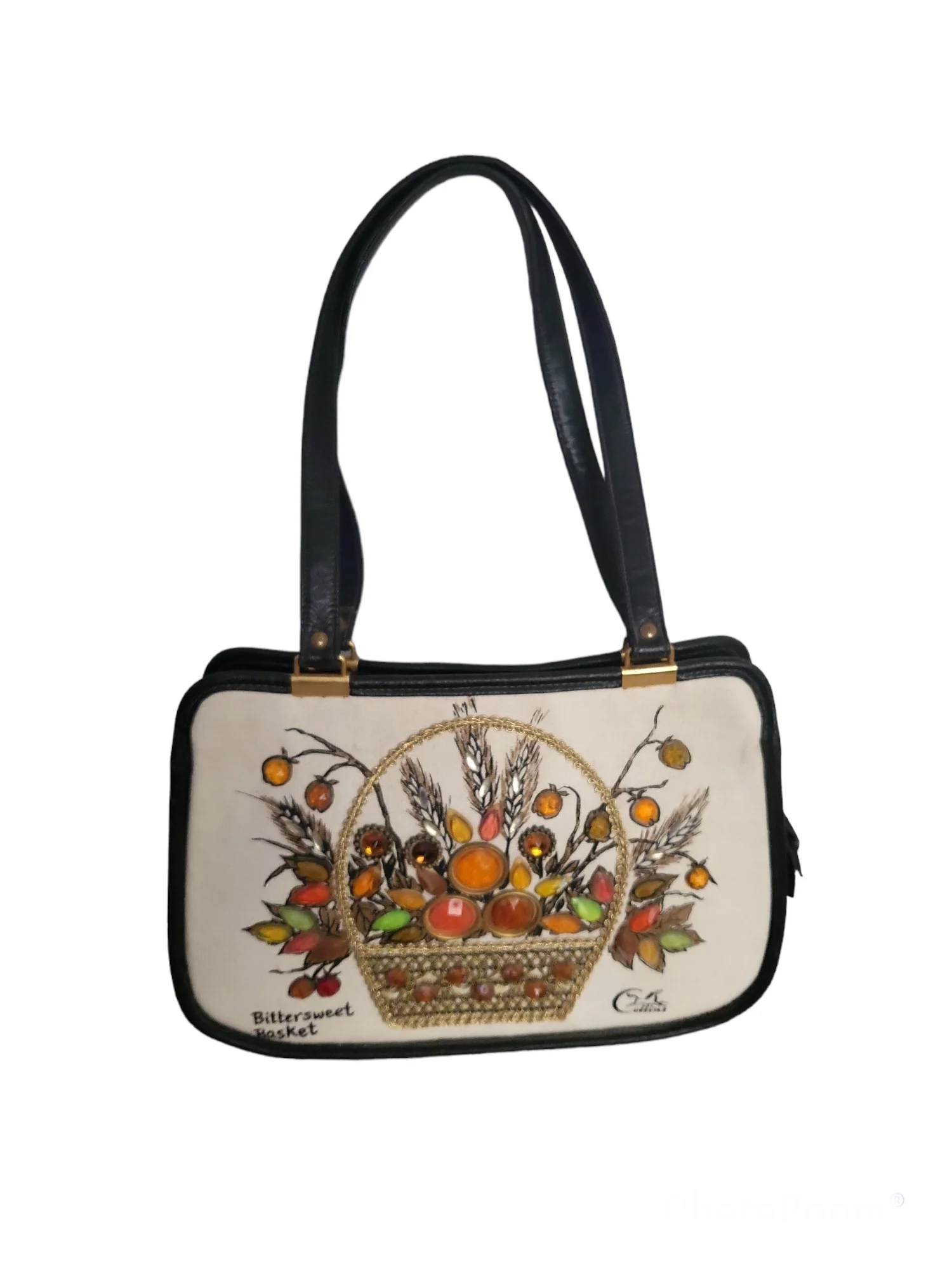 60s Vintage Bittersweet Basket Top Handle Bag By Enid Collins - Image 4