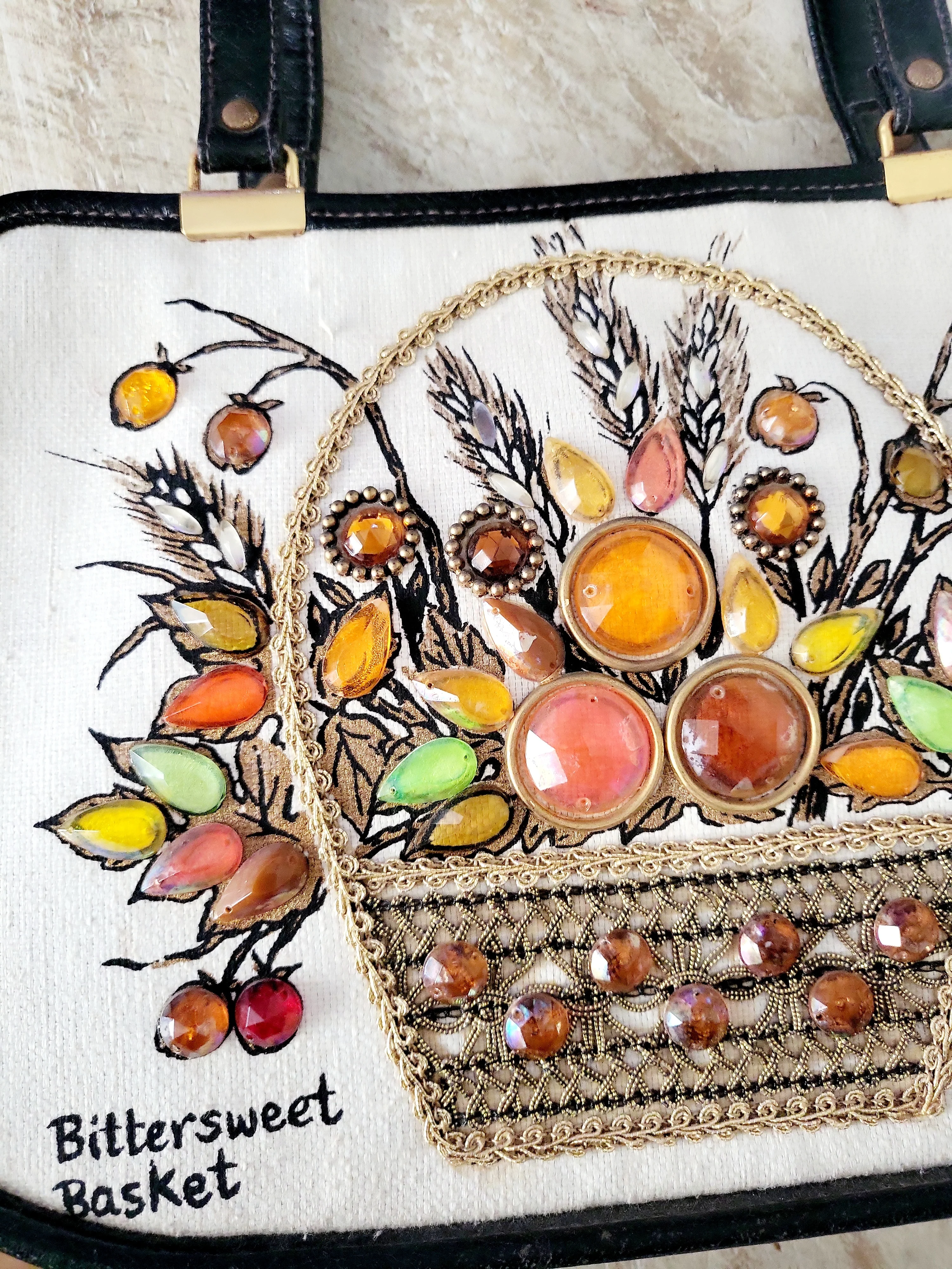 60s Vintage Bittersweet Basket Top Handle Bag By Enid Collins - Image 6