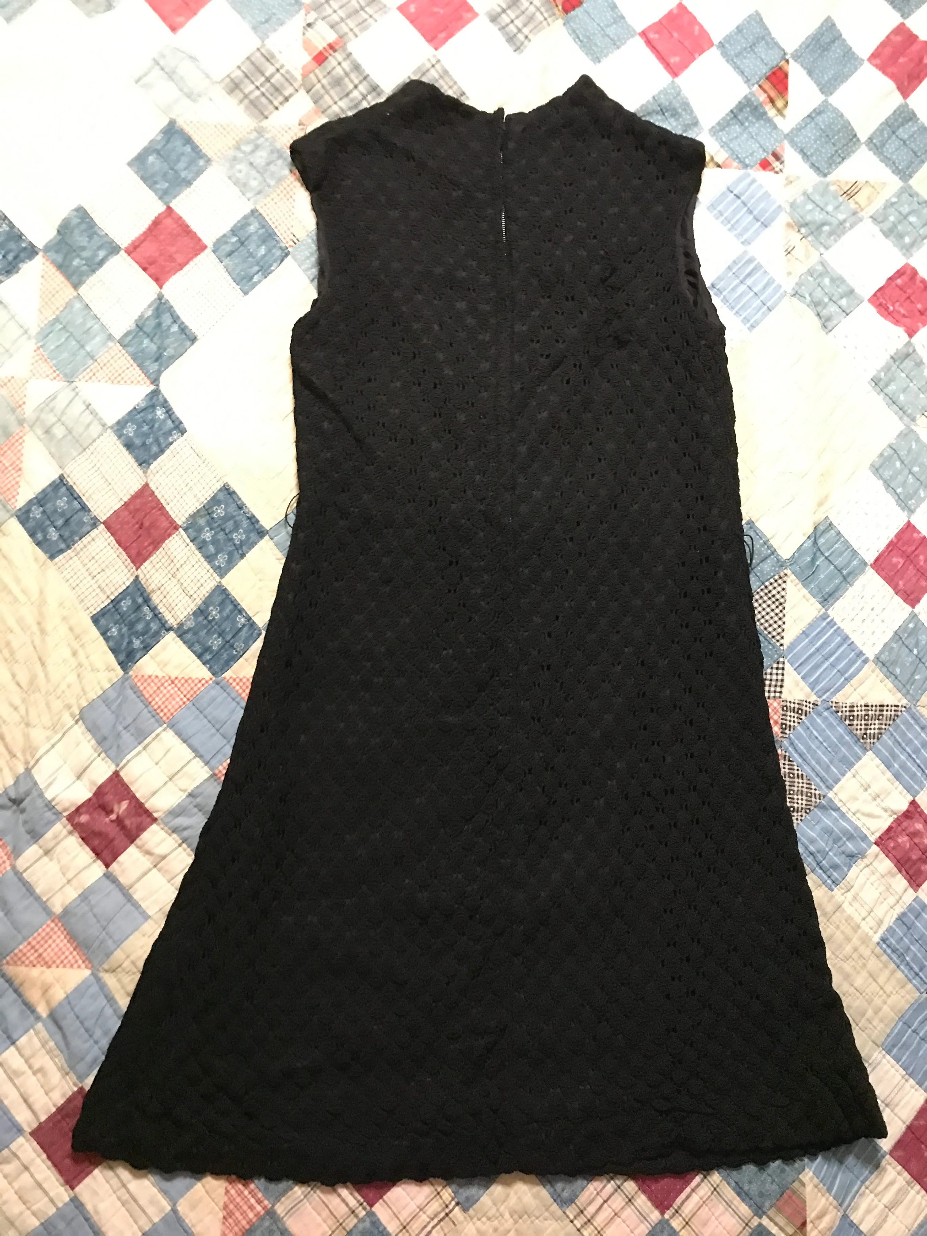 60s Vintage Black Cocktail Party Lace Shift Gogo Dress - Image 10