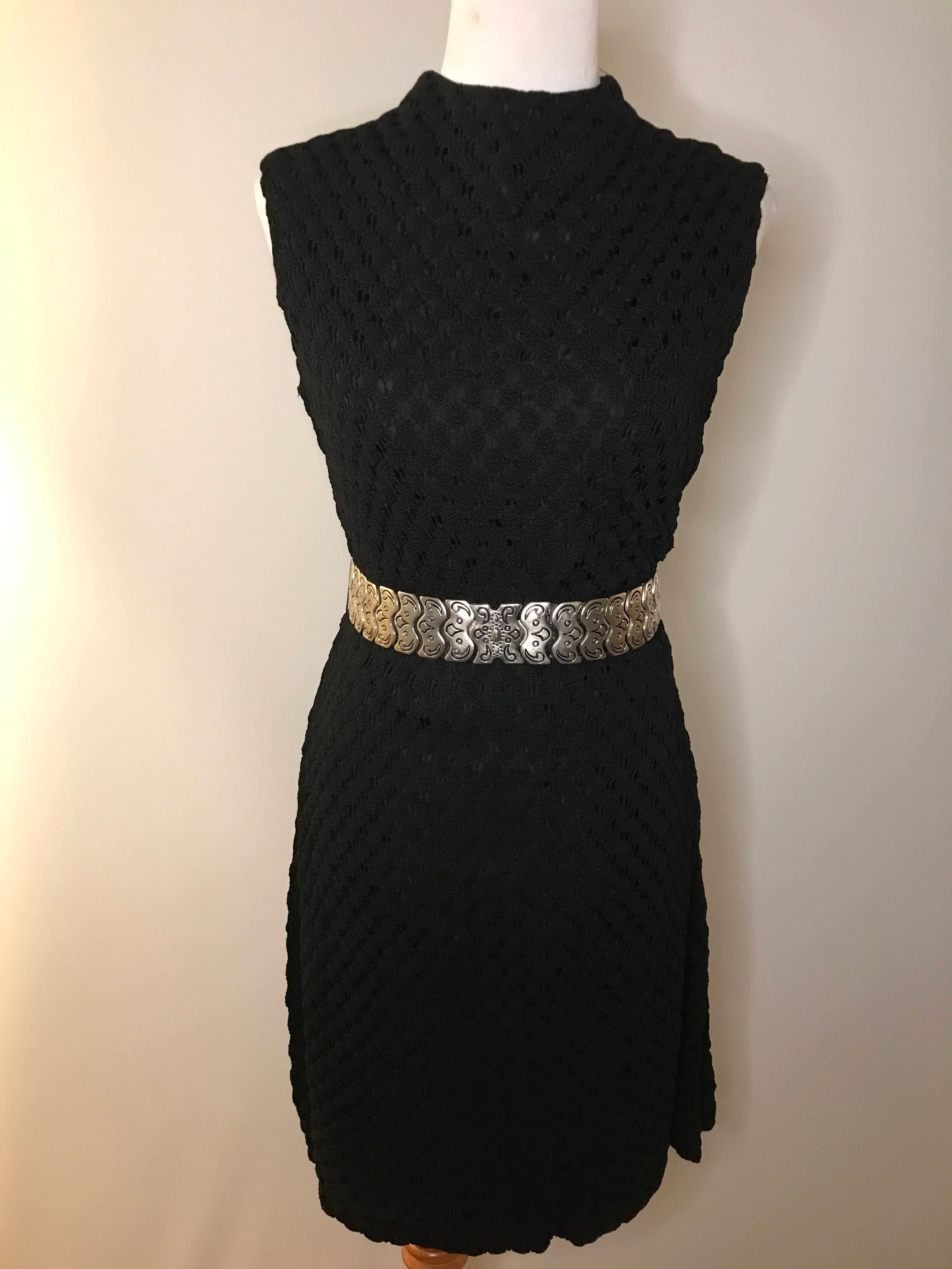 60s Vintage Black Cocktail Party Lace Shift Gogo Dress - Image 6