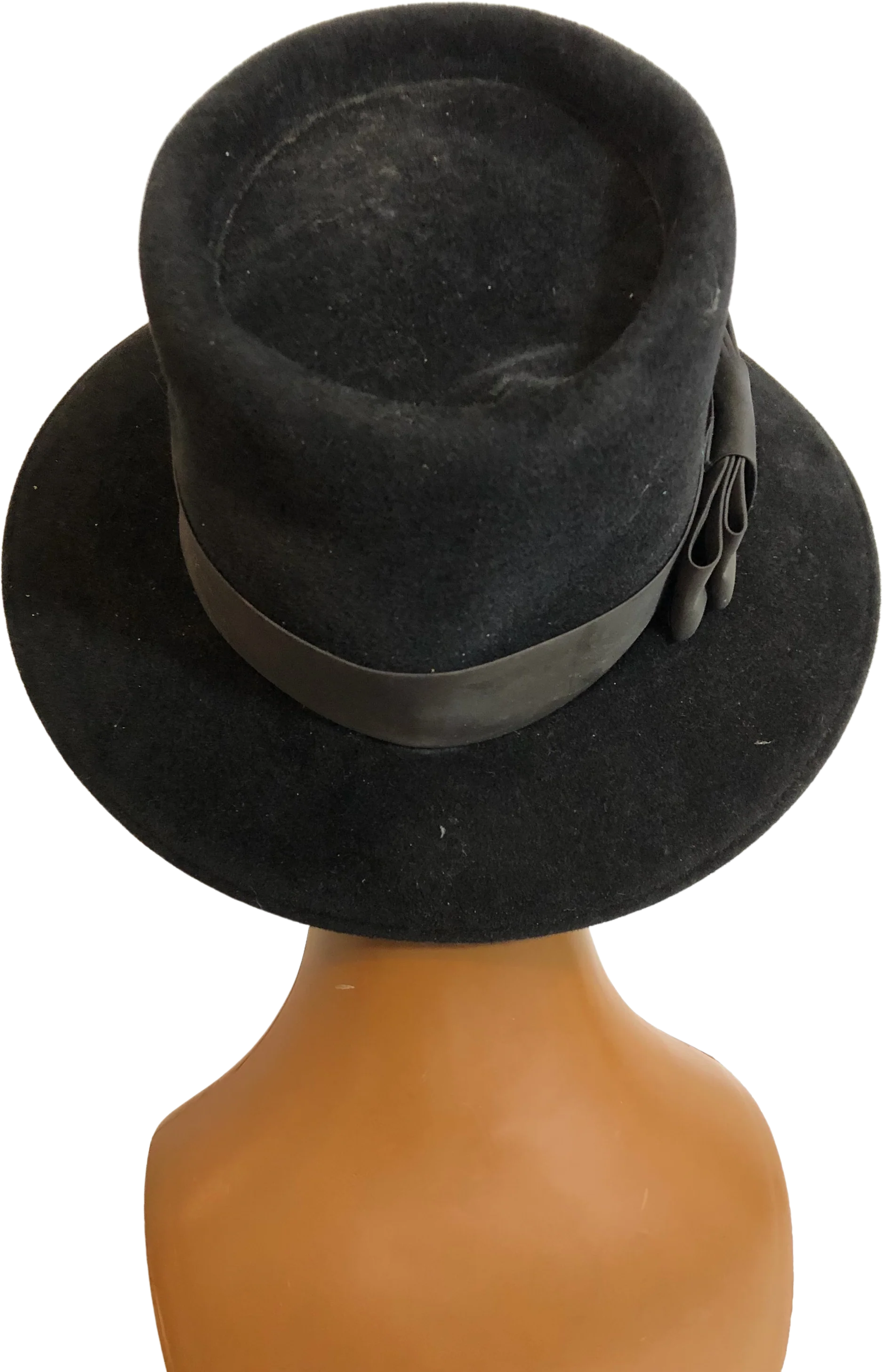 60s Vintage Black Wool Union Made Fedora Wide Brim By Union Made - Image 2