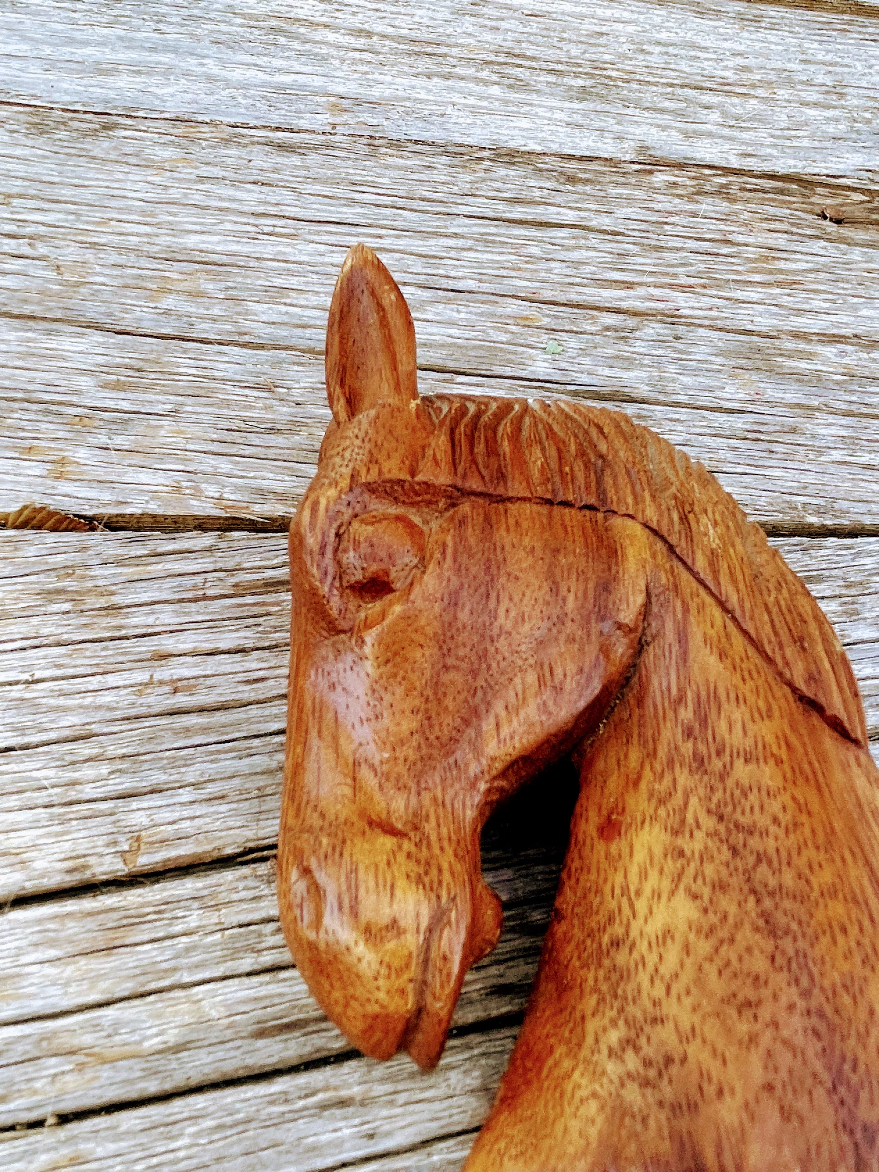 60s Vintage Carved Small Carved Wood Horse Head - Image 8