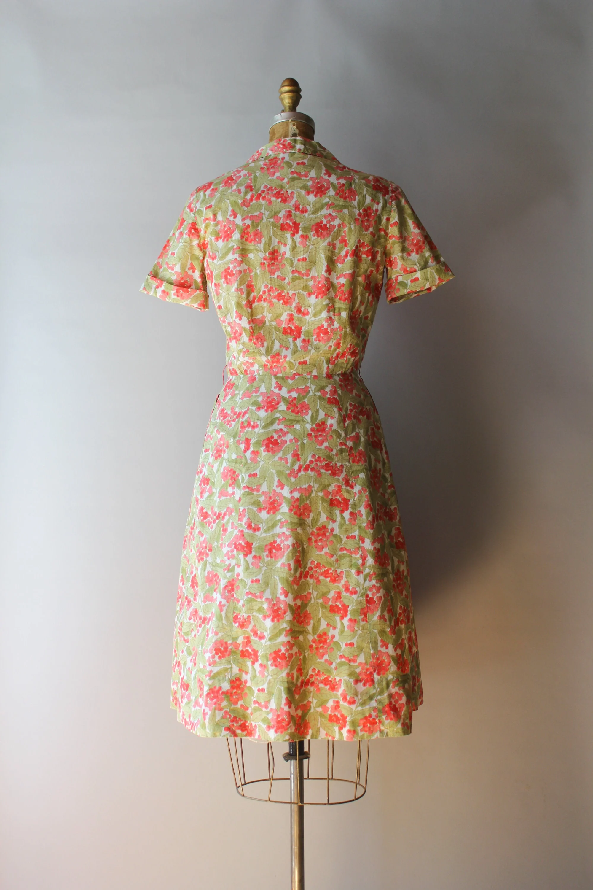60s Vintage Cherry Print Liberty of London Crisp Cotton Full Skirt Day Dress by Tanner Of North Carolina, Liberty Of London - Image 6