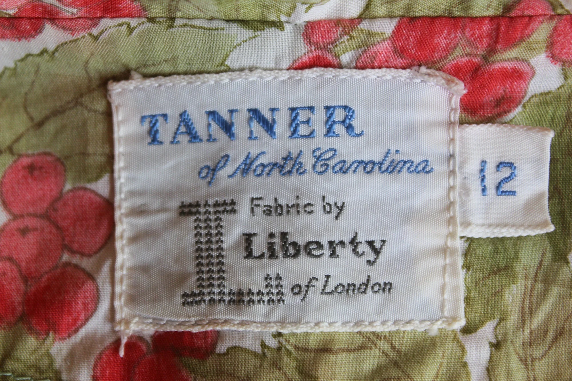 60s Vintage Cherry Print Liberty of London Crisp Cotton Full Skirt Day Dress by Tanner Of North Carolina, Liberty Of London - Image 7