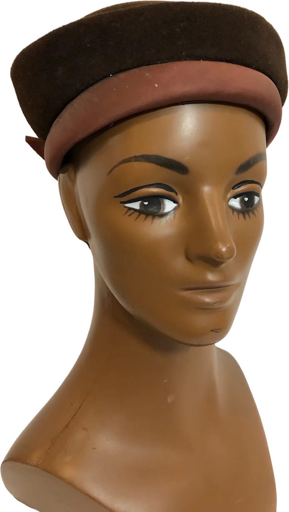60s Vintage Chocolate Brown Wool And Satin Pillbox Hat