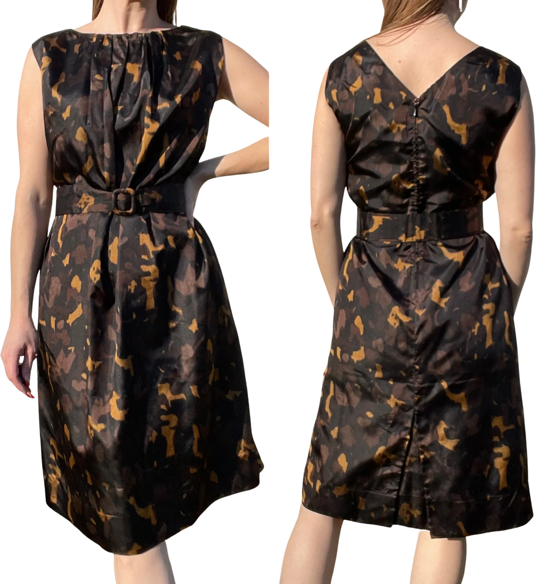60s Vintage Handmade Silk Dress With Matching Belt - Image 2