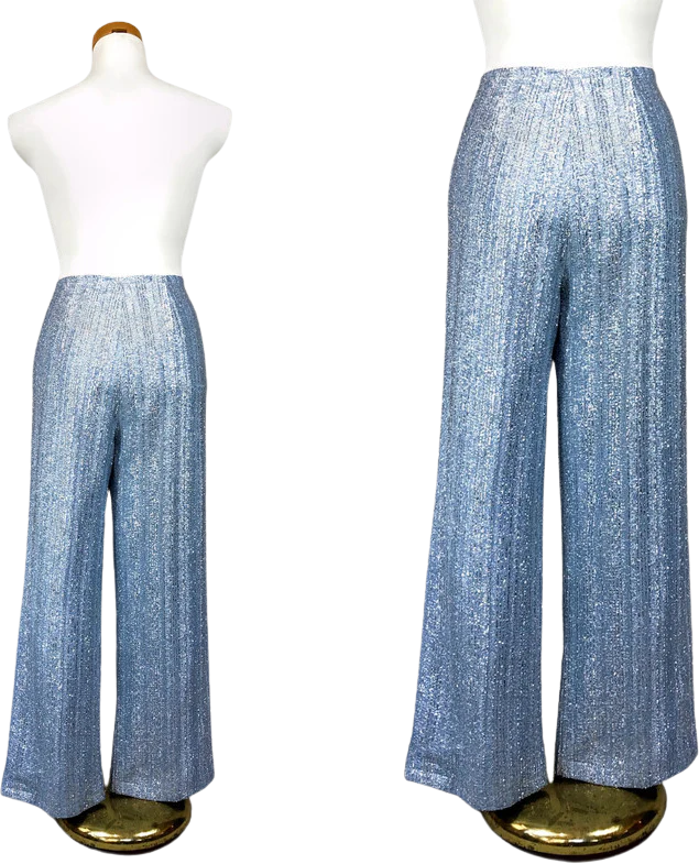 60s Vintage Lurex Tinsel Space Age Flared Party Pants - Image 2