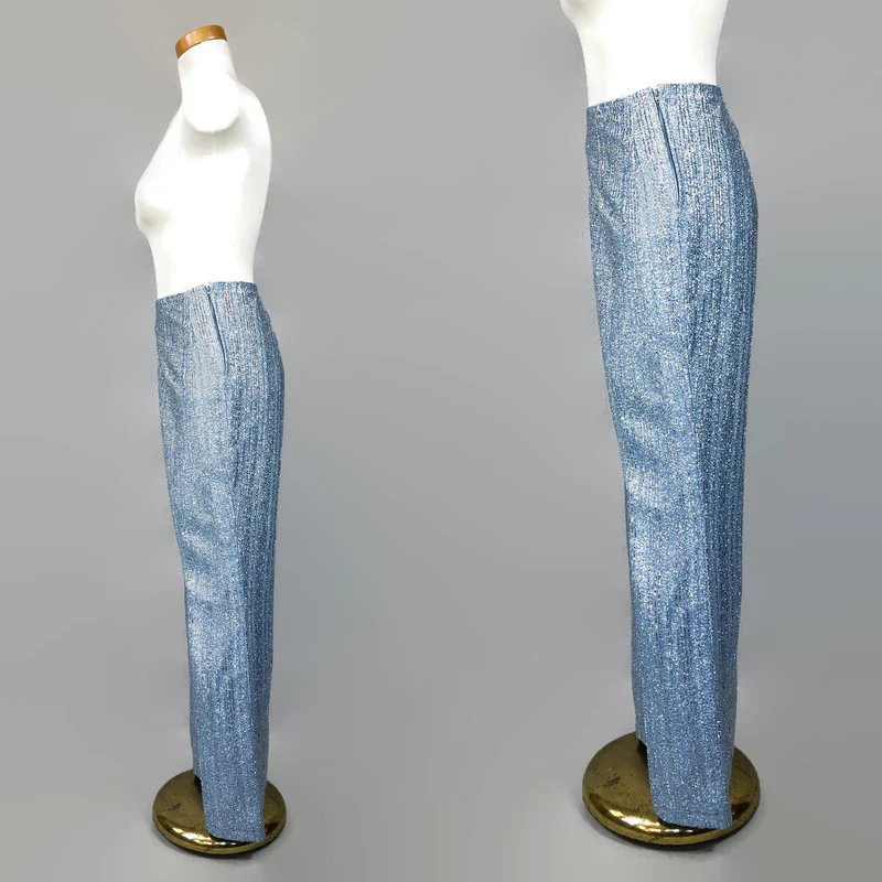 60s Vintage Lurex Tinsel Space Age Flared Party Pants - Image 6