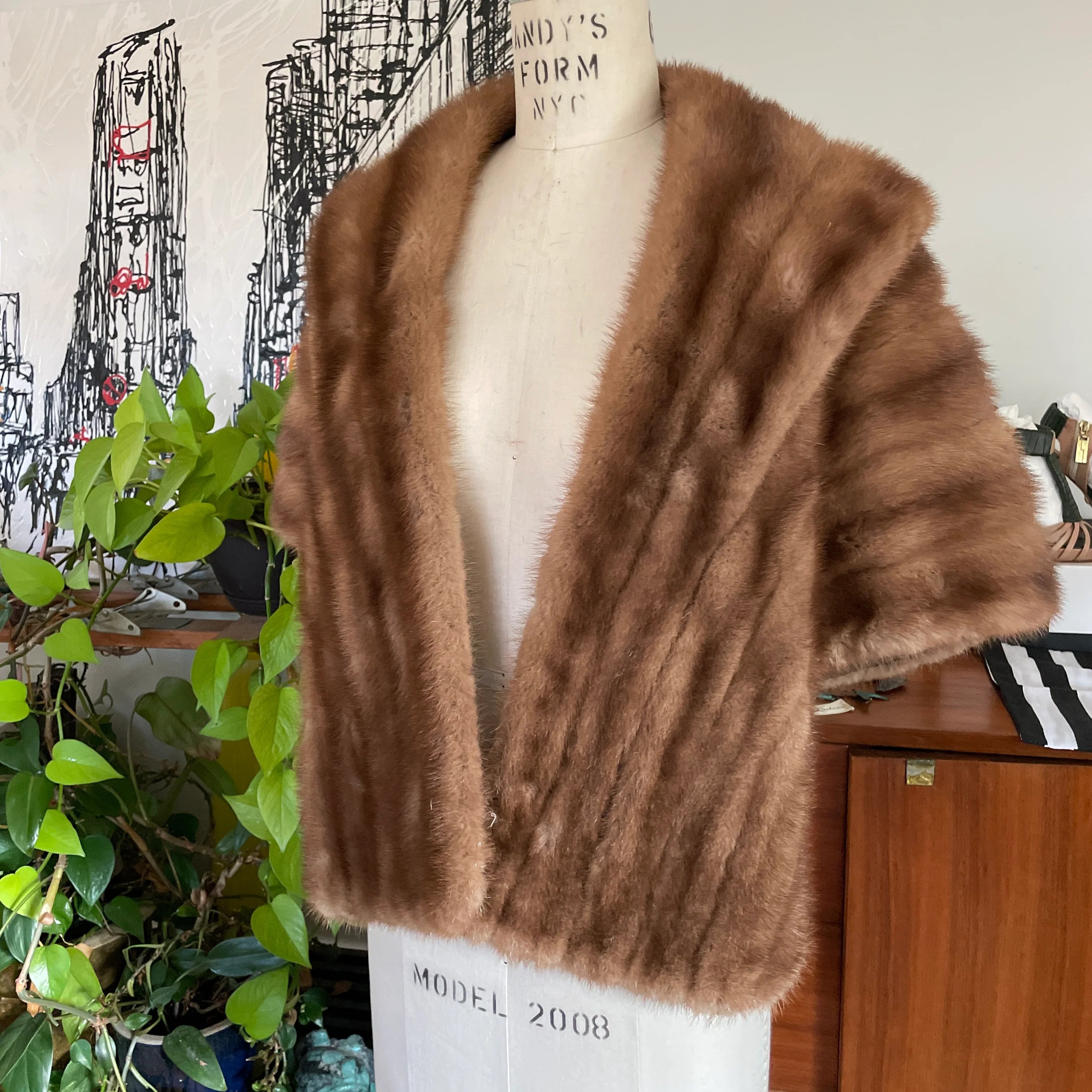 60s Vintage Mink Stole Shawl Shrug - Image 11