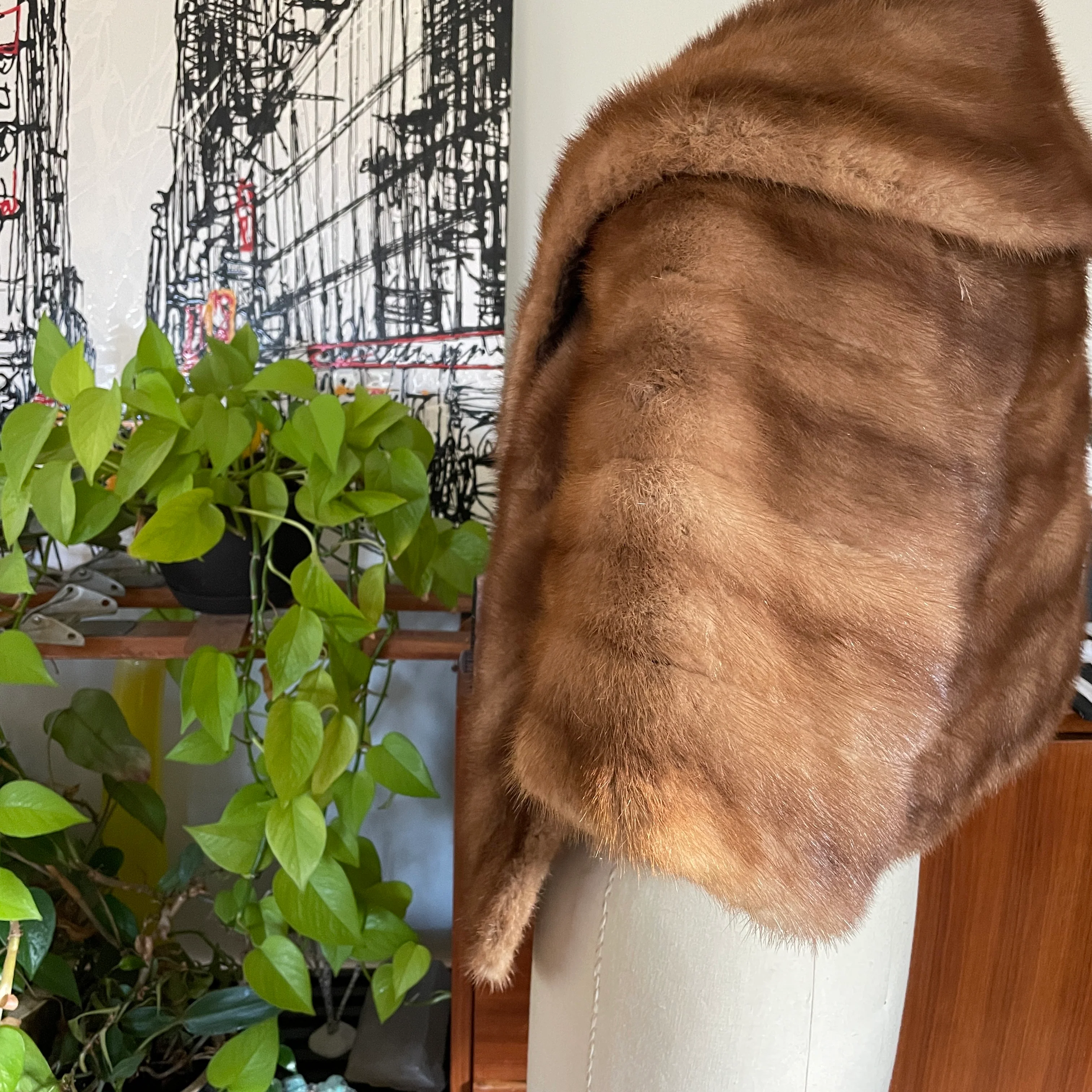 60s Vintage Mink Stole Shawl Shrug - Image 4