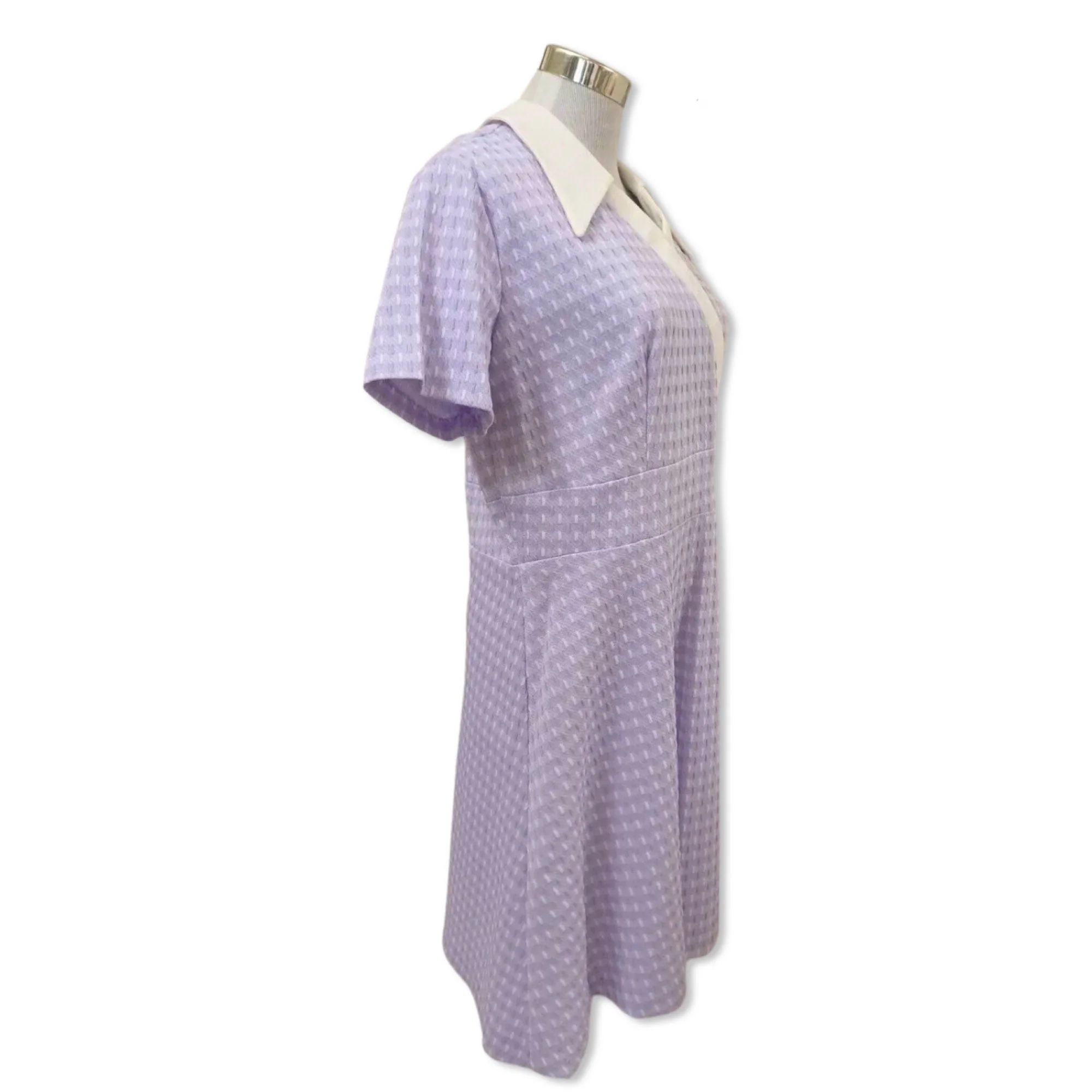 60s Vintage Mod Shift Dress Lavender with White Collar - Image 6