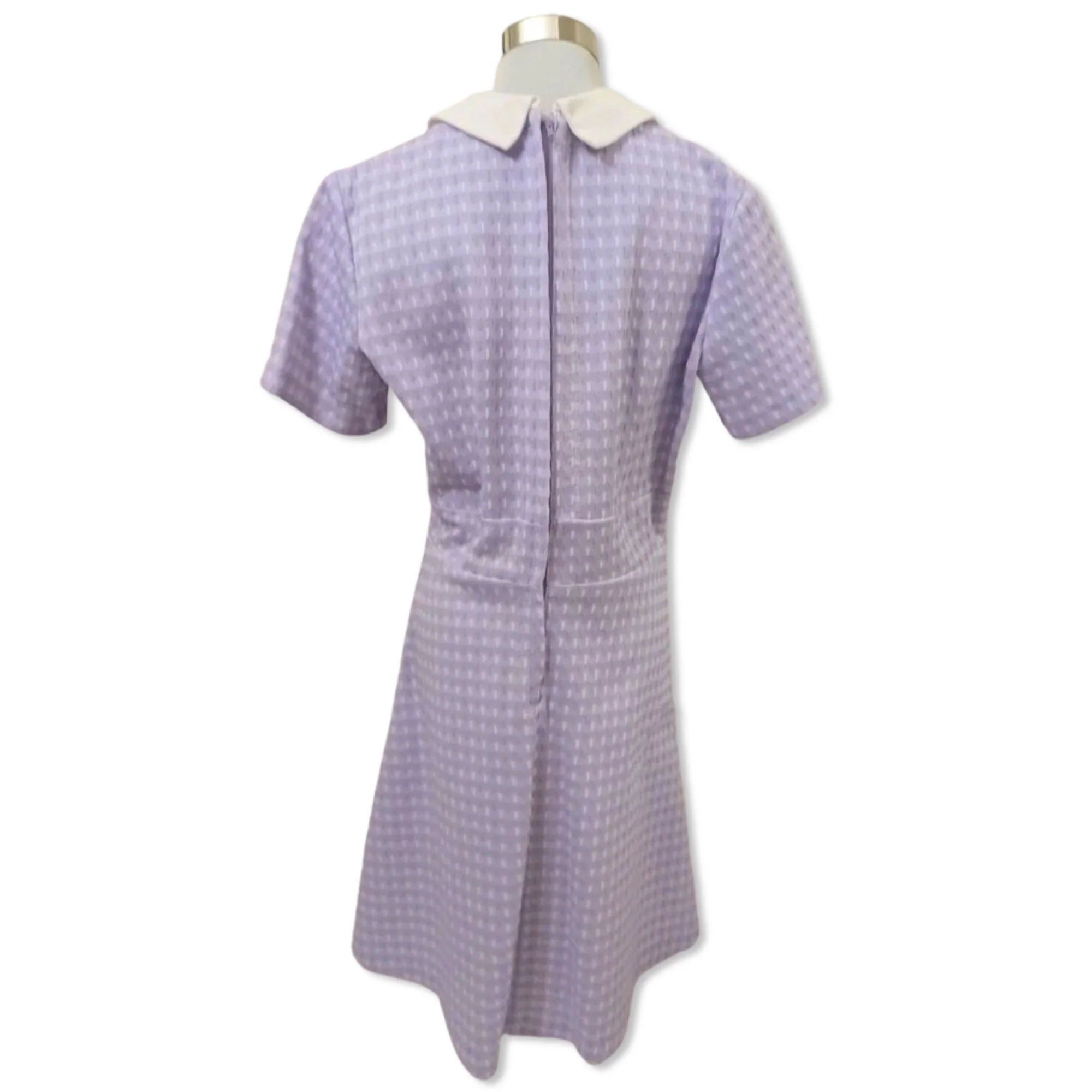 60s Vintage Mod Shift Dress Lavender with White Collar - Image 8