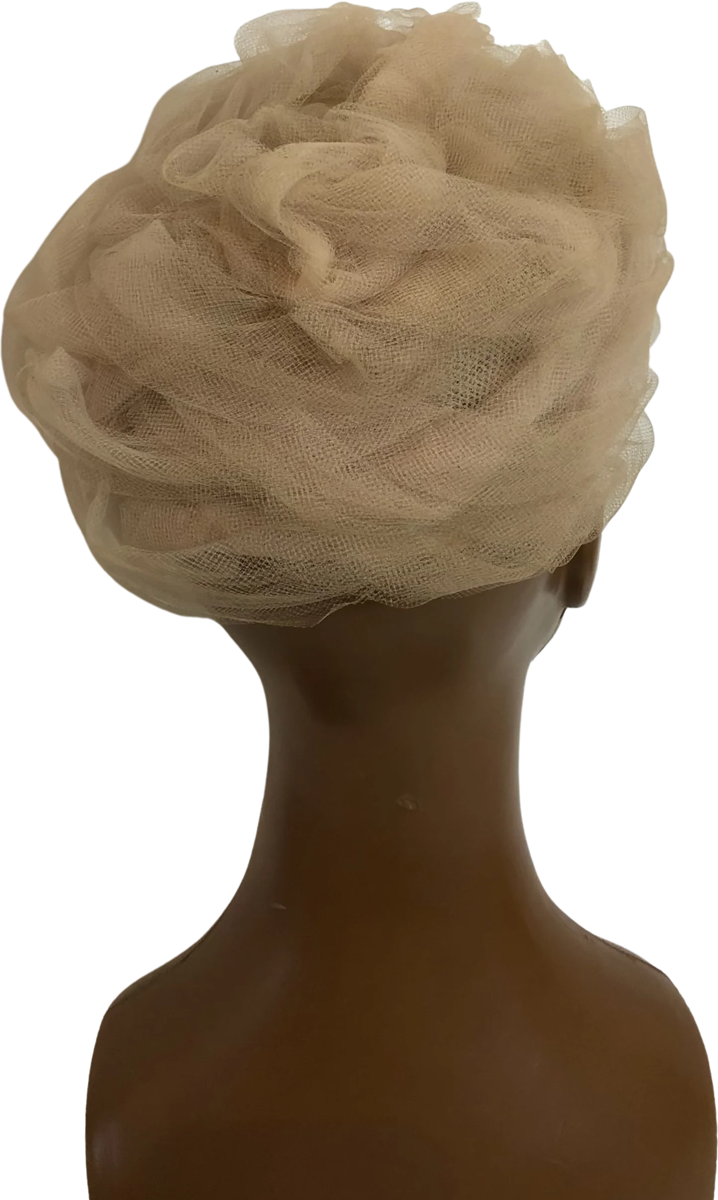 60s Vintage Nylon Mesh Swirl Cloche W Flower - Image 2