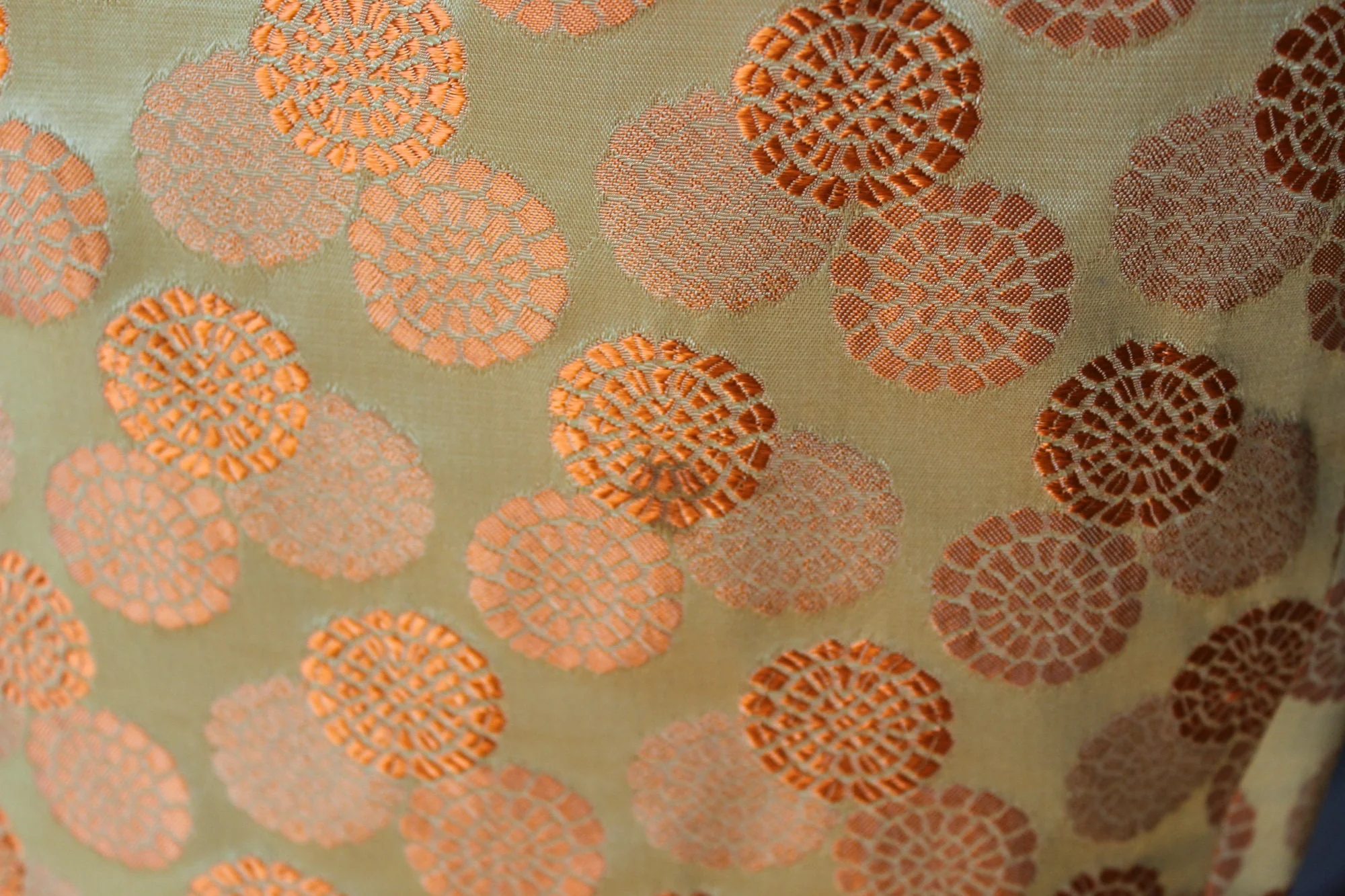 60s Vintage Orange Floral Embroidered Golden Satin Brocade Bateau Neck Cocktail Dress - Image 7