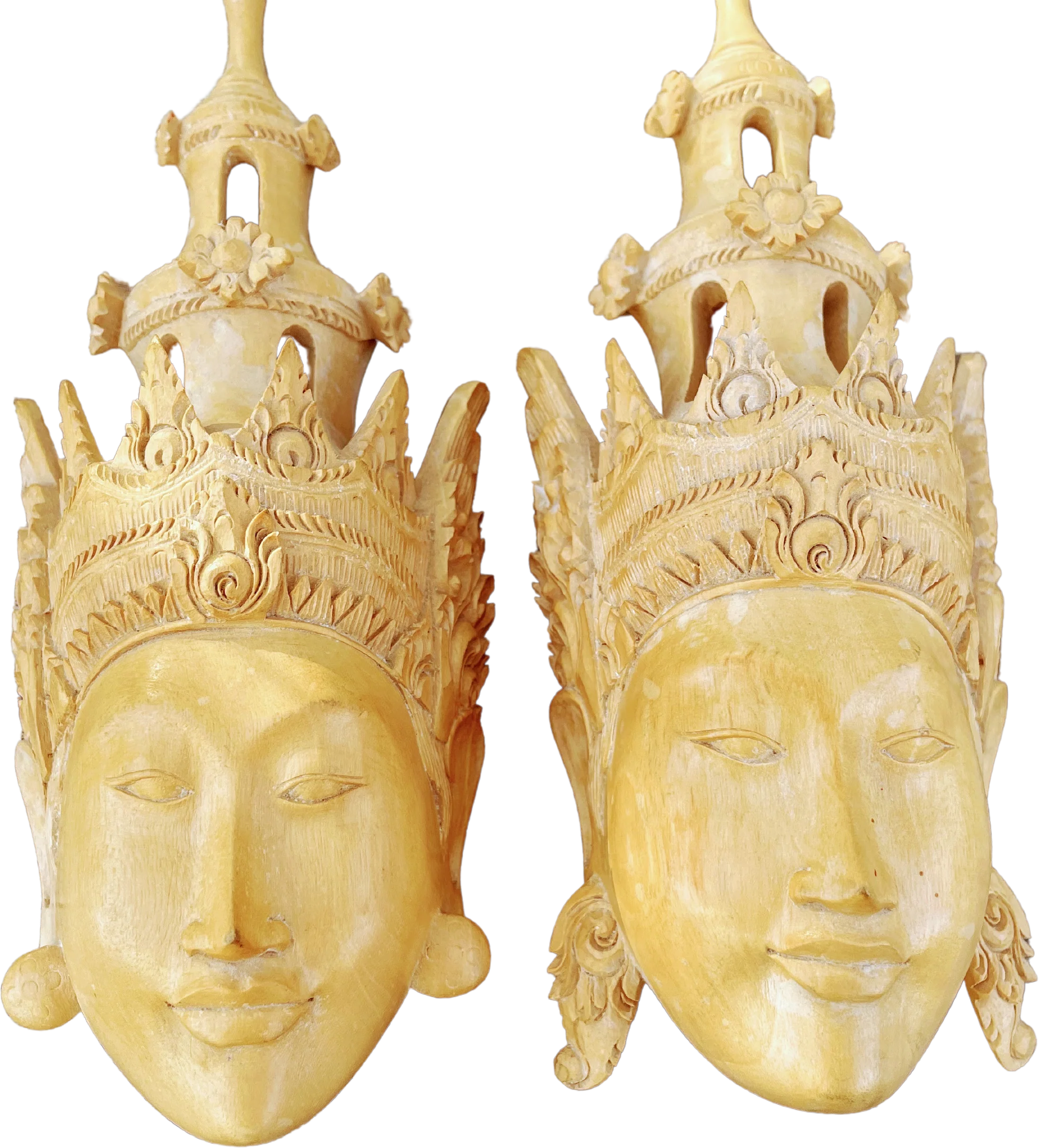 60s Vintage Pair Balinese Wood Carved Masks By Njana Tilem Galleries