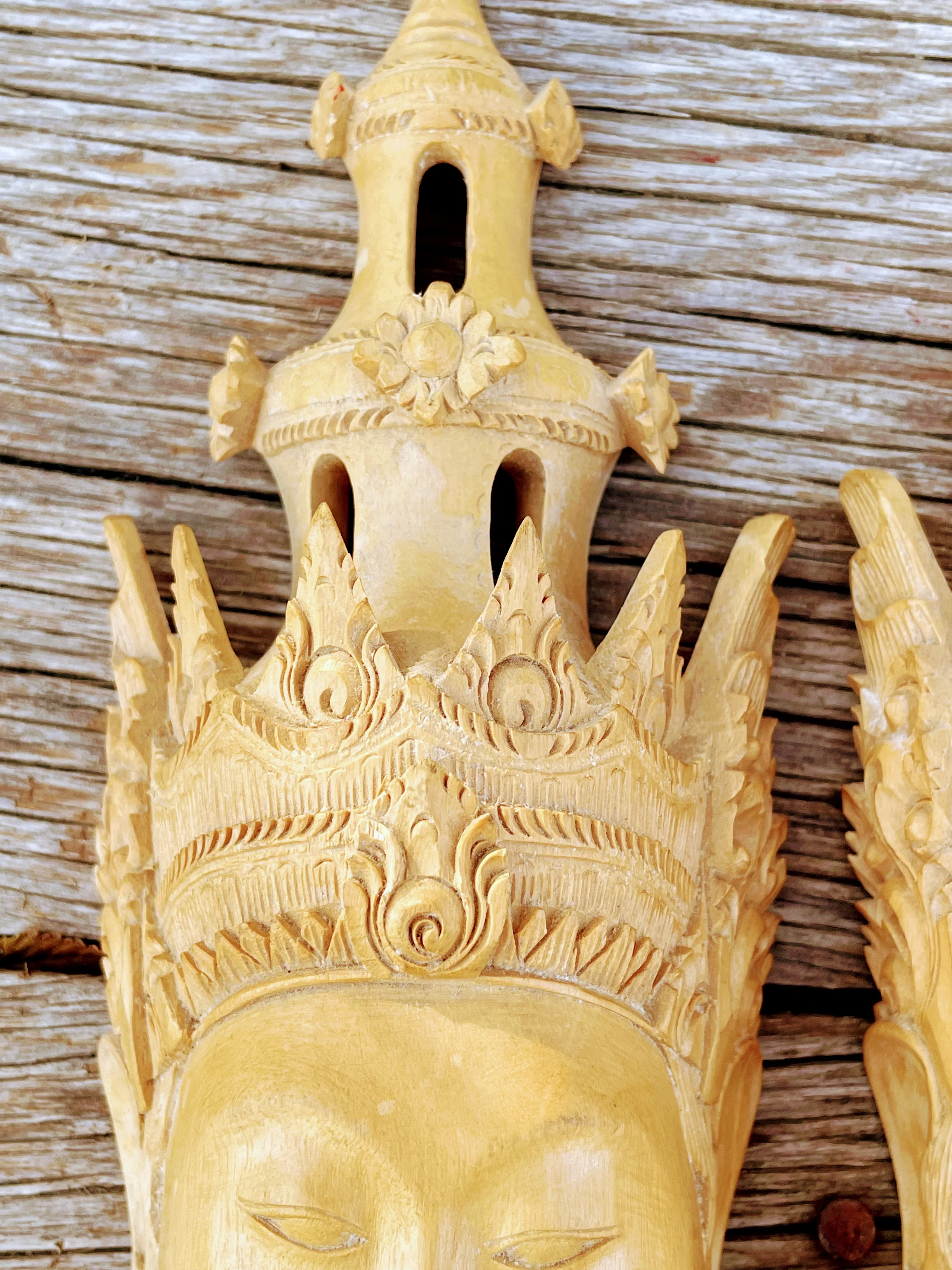 60s Vintage Pair Balinese Wood Carved Masks By Njana Tilem Galleries - Image 11
