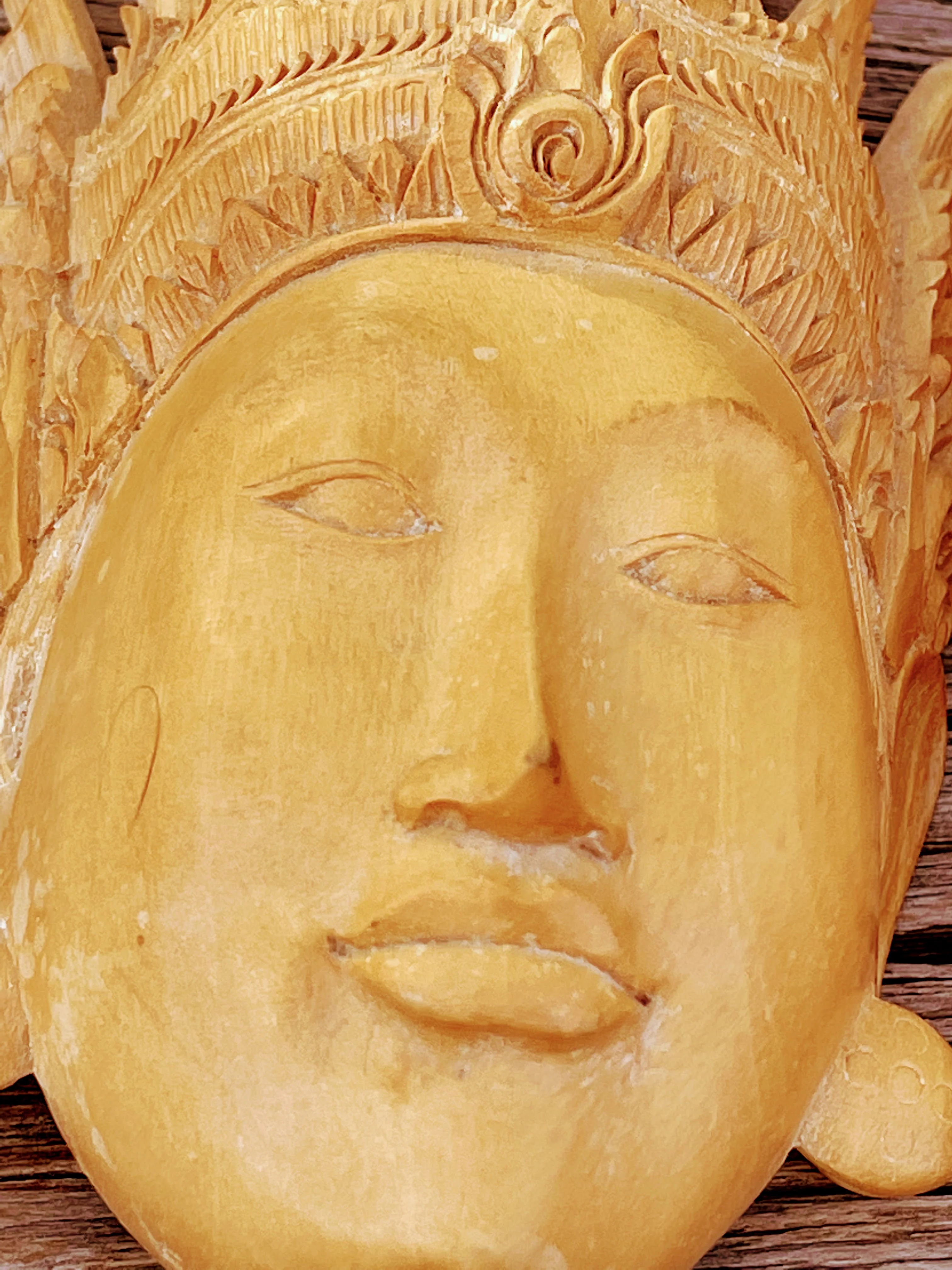 60s Vintage Pair Balinese Wood Carved Masks By Njana Tilem Galleries - Image 14