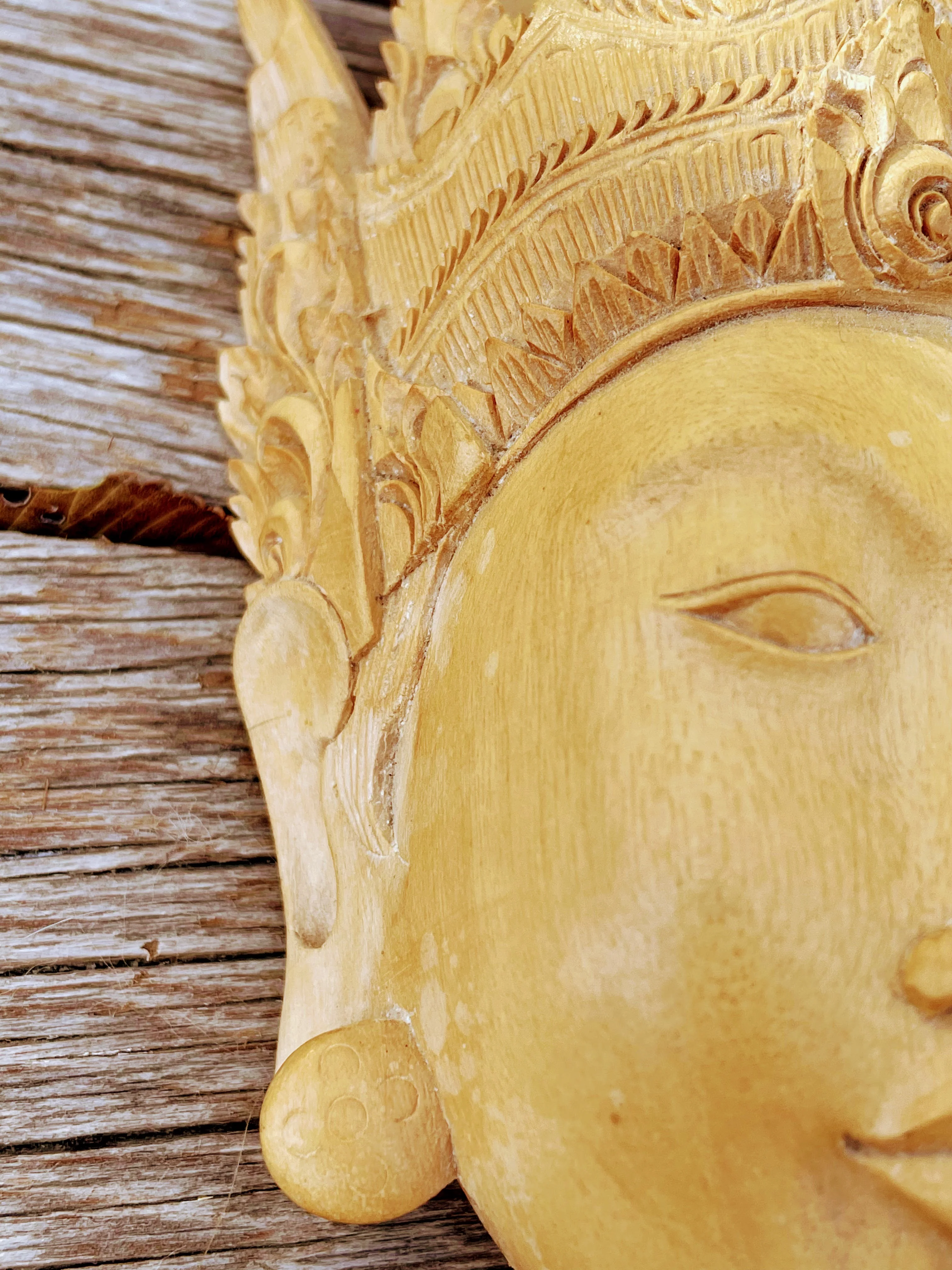 60s Vintage Pair Balinese Wood Carved Masks By Njana Tilem Galleries - Image 3
