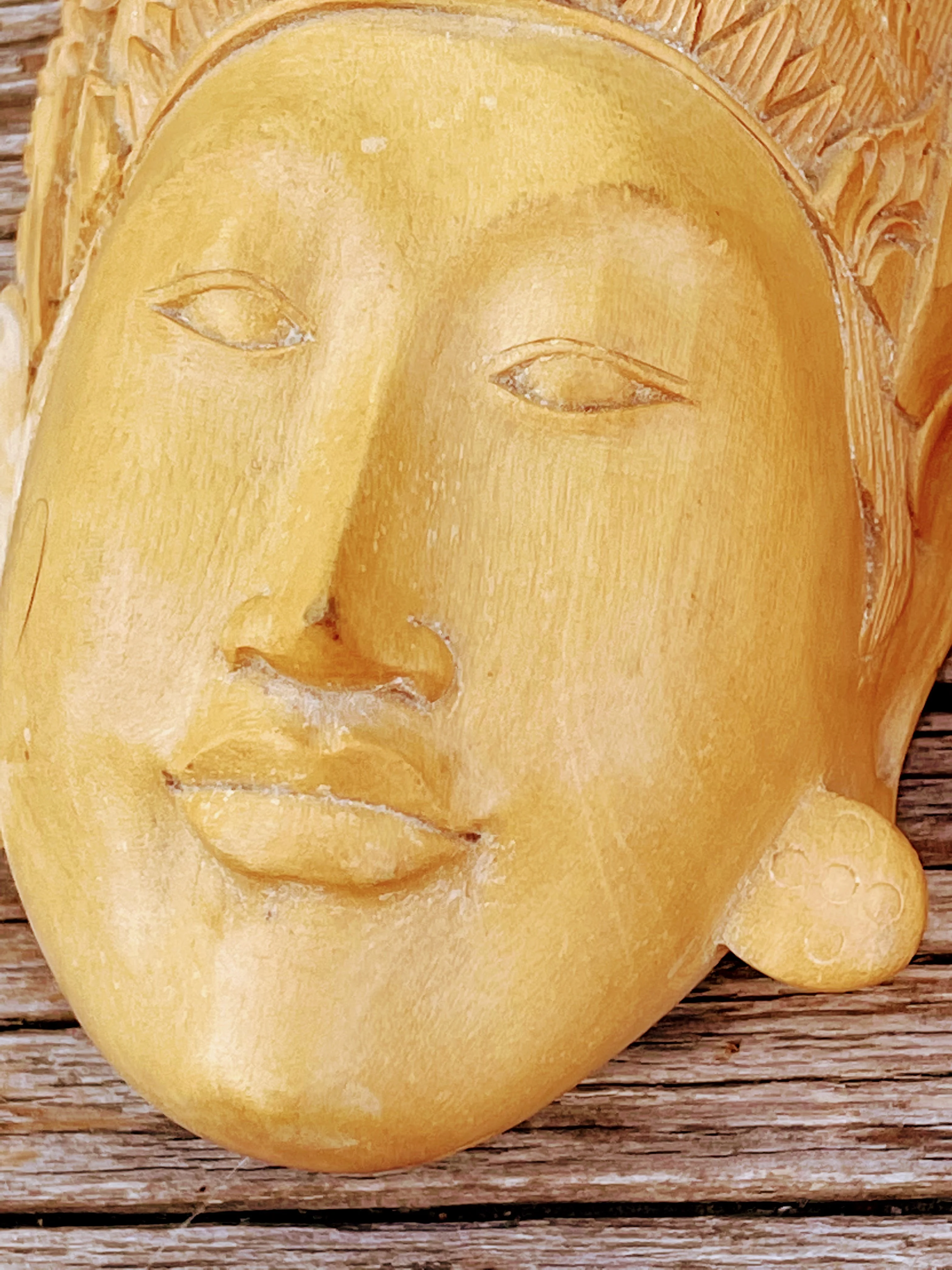 60s Vintage Pair Balinese Wood Carved Masks By Njana Tilem Galleries - Image 8