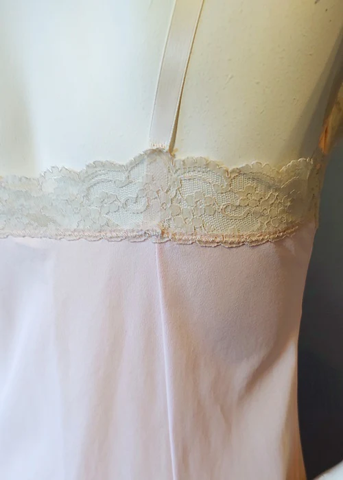 60s Vintage Pink Nylon Mini Short Slip Or Night Gown By Velrose - Image 5