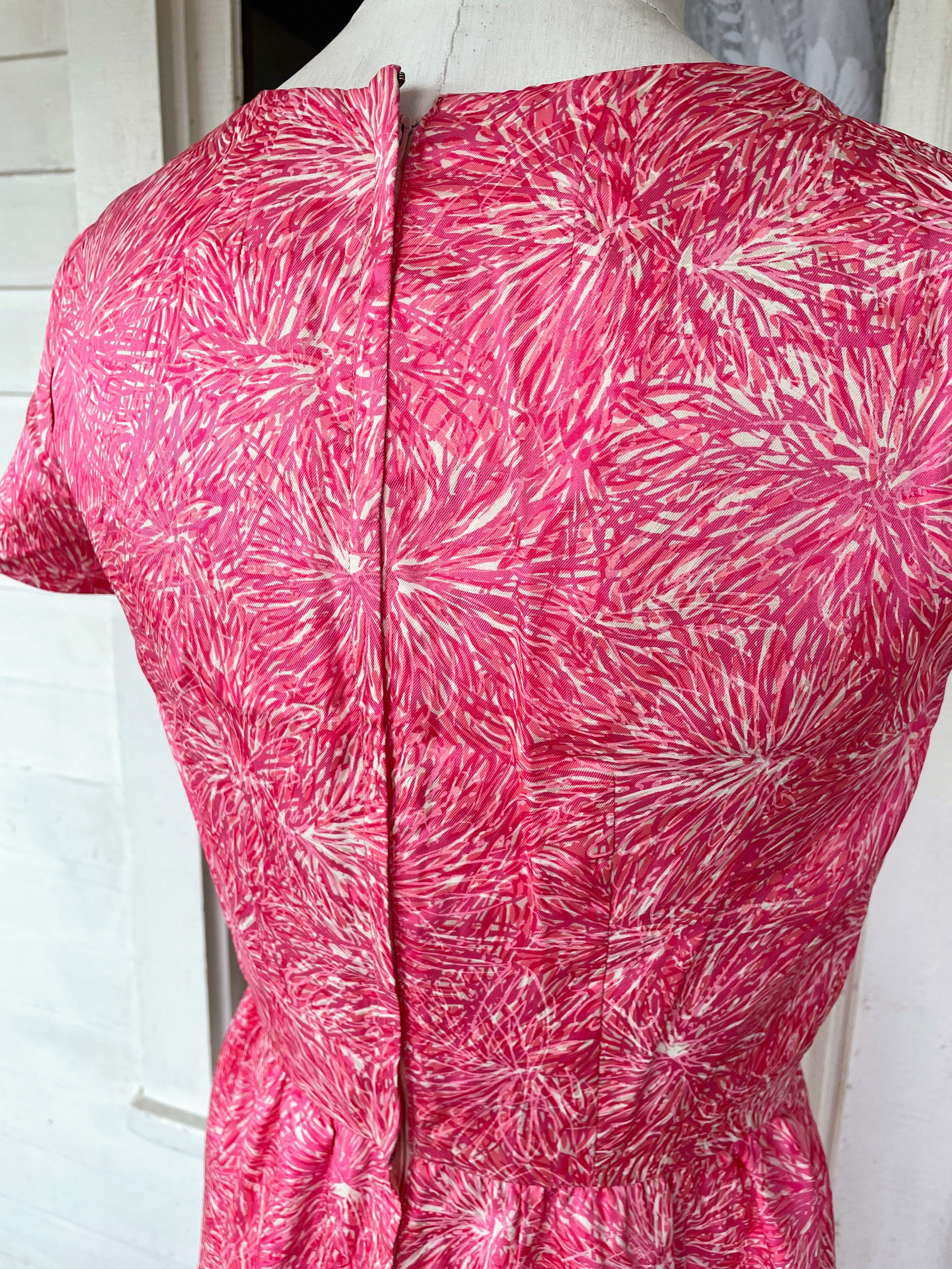 60s Vintage Pink Silky Tailored Dress With Bows - Image 14