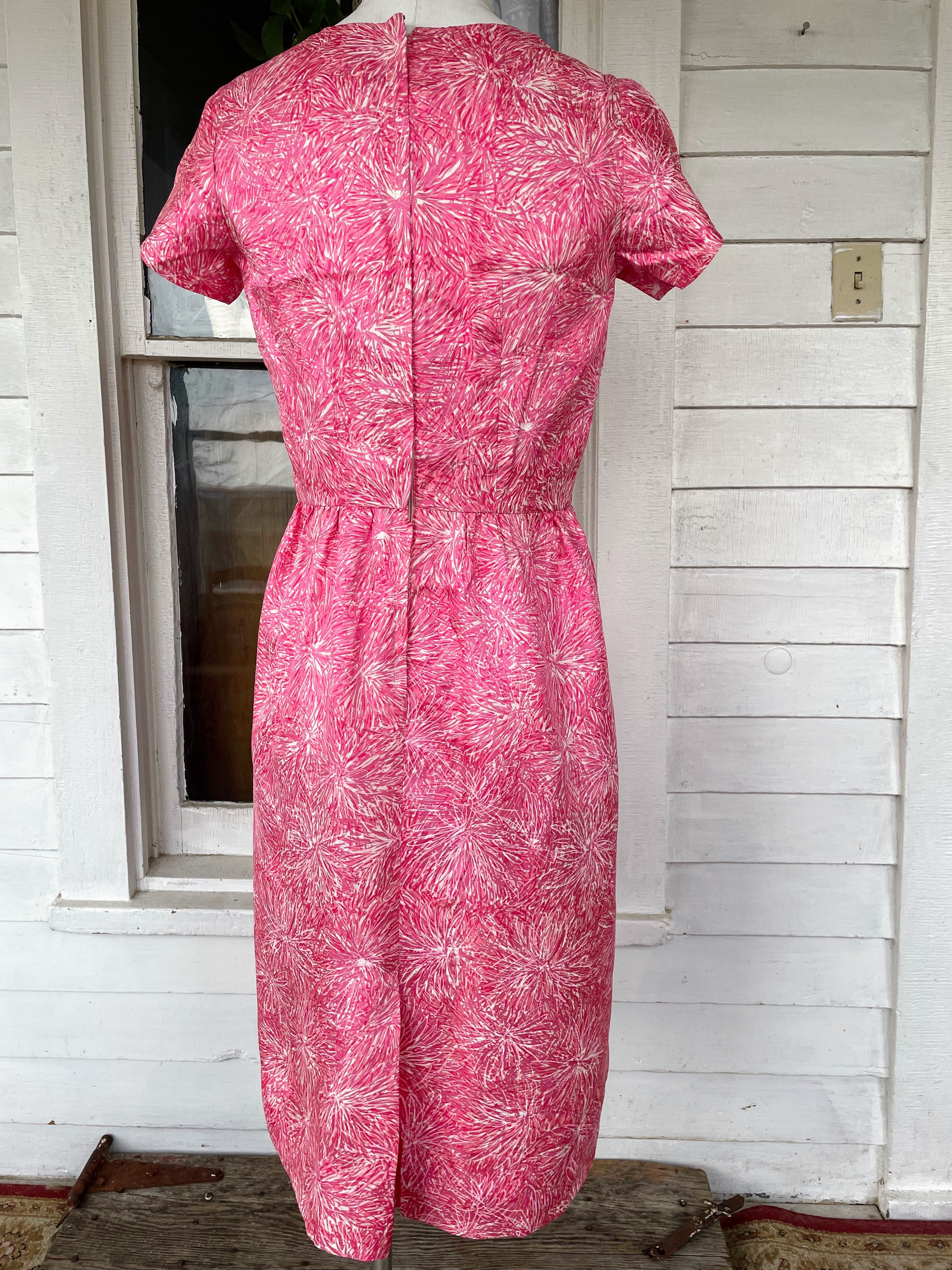 60s Vintage Pink Silky Tailored Dress With Bows - Image 16