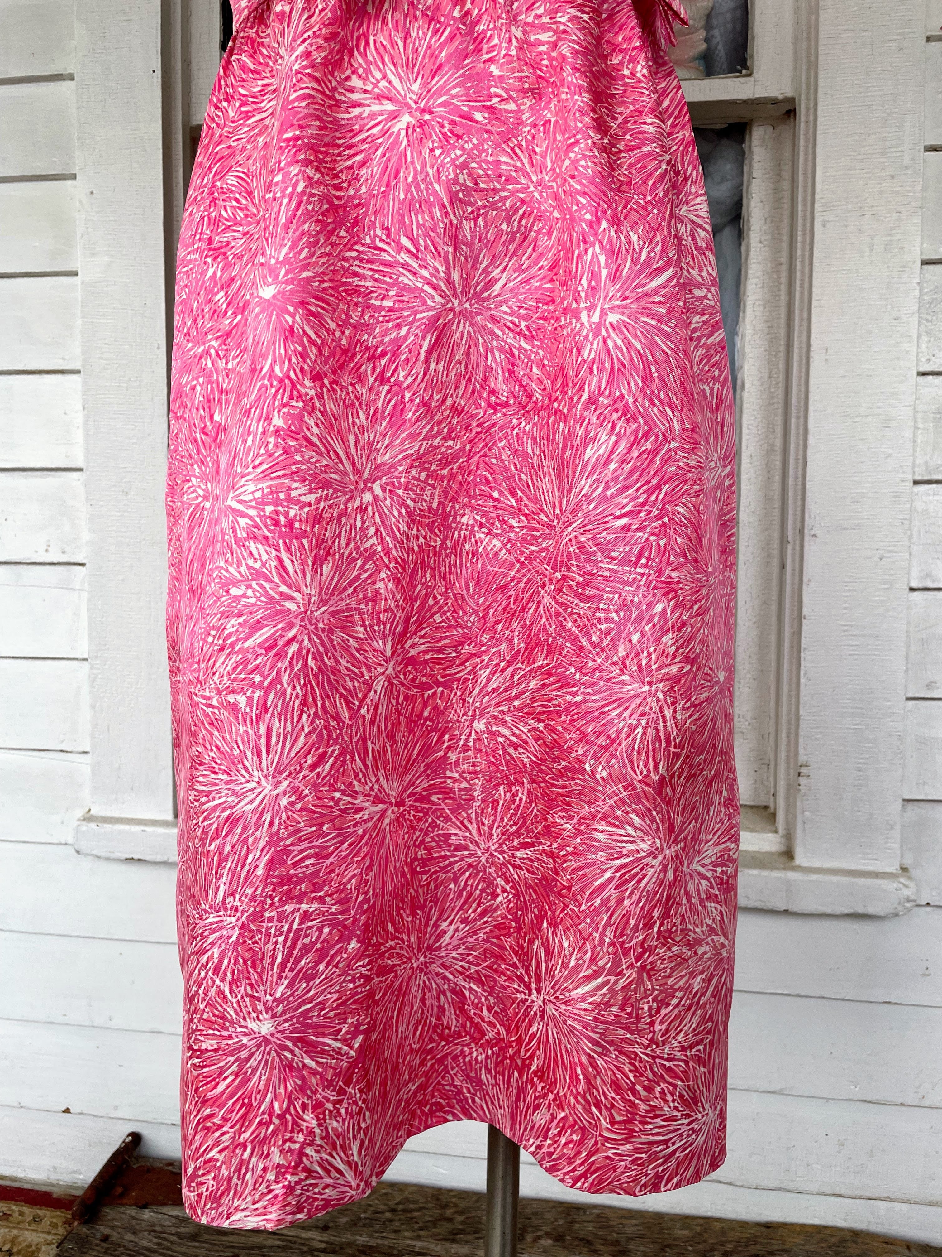 60s Vintage Pink Silky Tailored Dress With Bows - Image 5