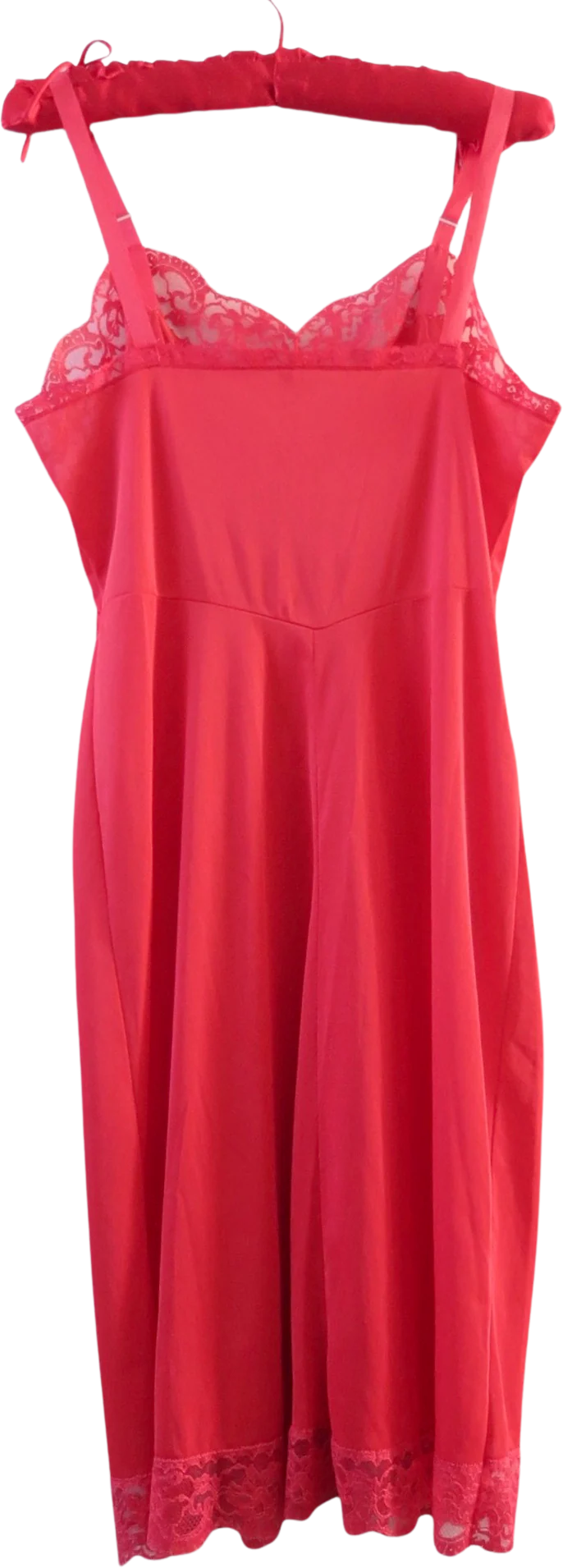 60s Vintage Red Slip Dress Embroidered Floral Applique By Top Form - Image 2