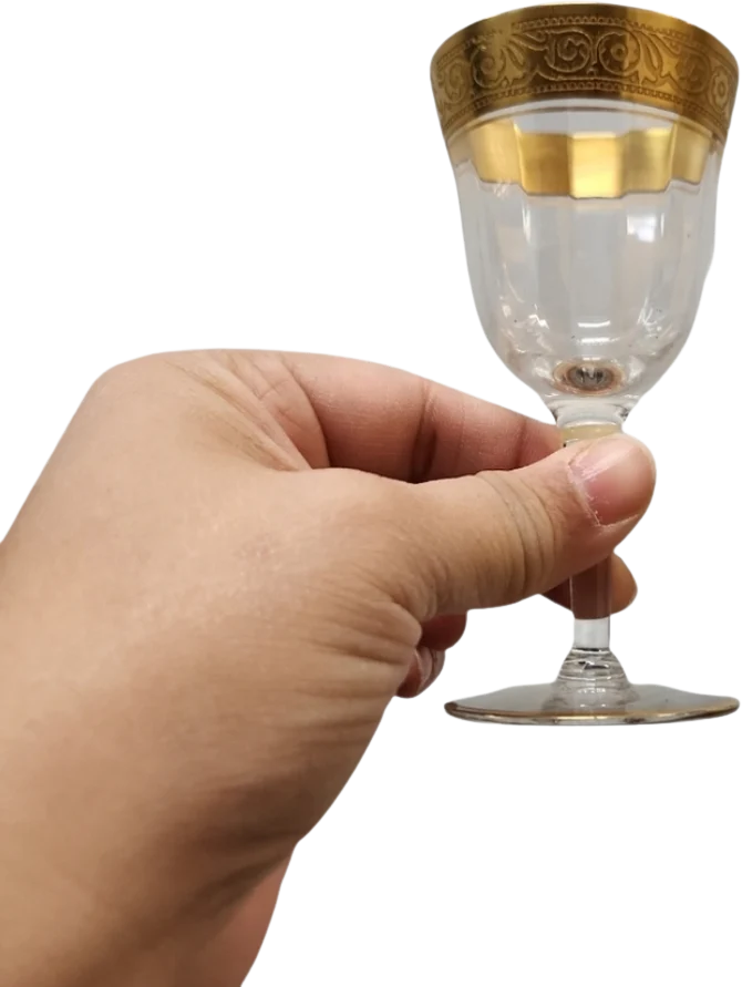 60s Vintage Tiffin Gold Rim Rambling Rose Goblet By Tiffin
