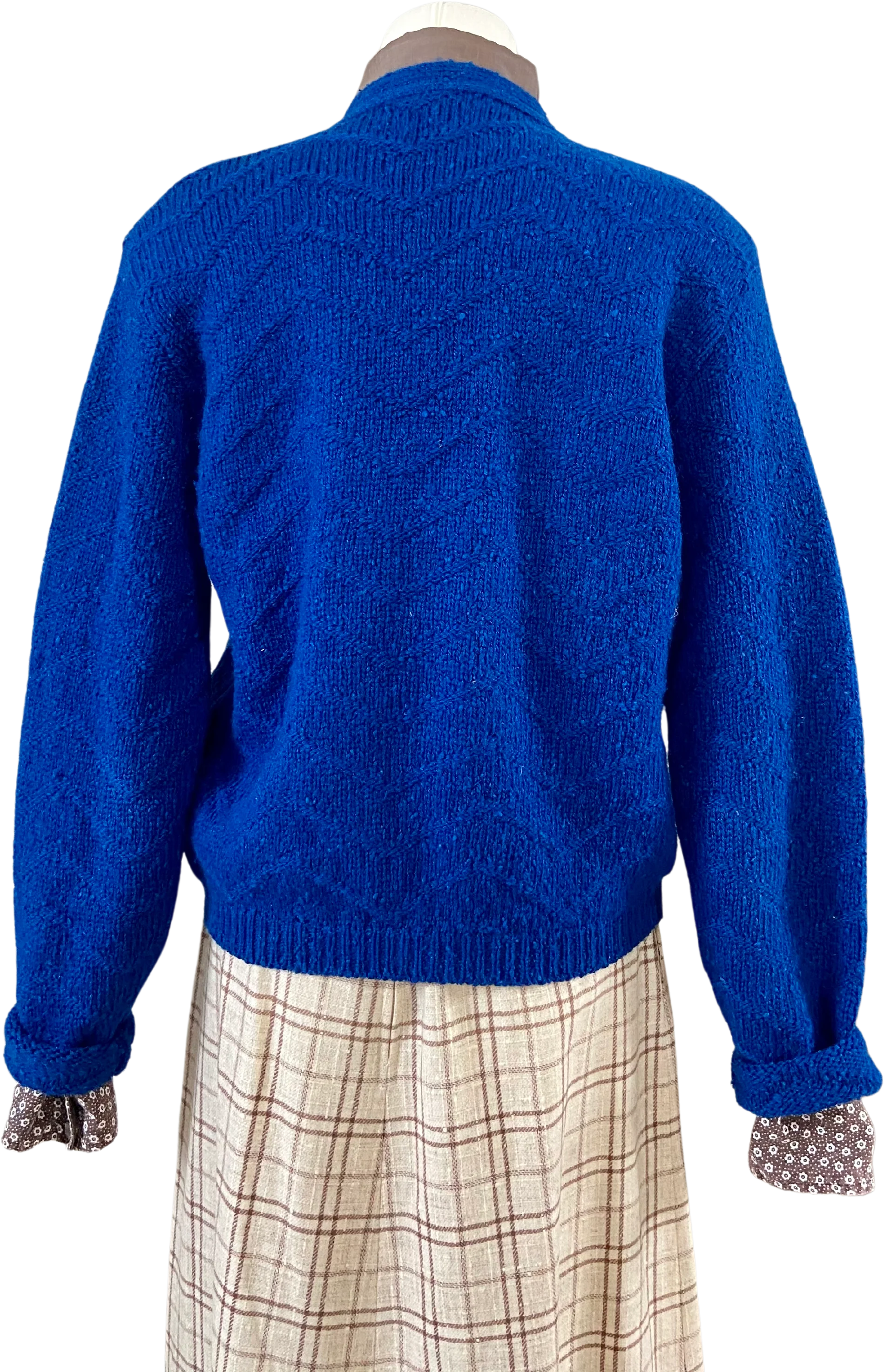 60s Virgin Wool Retro Chevron Knit Cardigan In Blue By Pendleton - Image 2