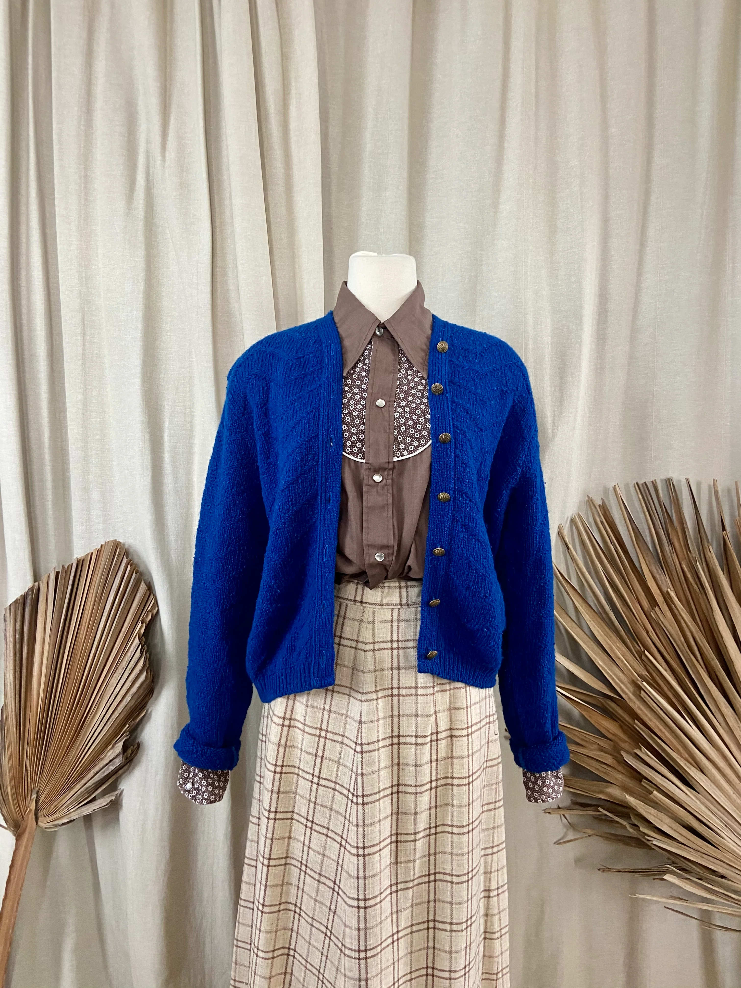 60s Virgin Wool Retro Chevron Knit Cardigan In Blue By Pendleton - Image 8