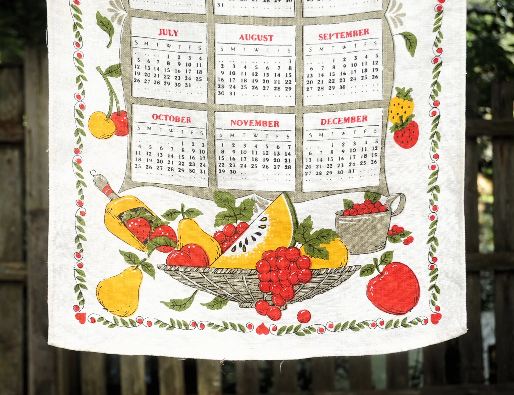 60s Vtg 1964 Good Cheer Throughout Year Calendar Towel - Image 3